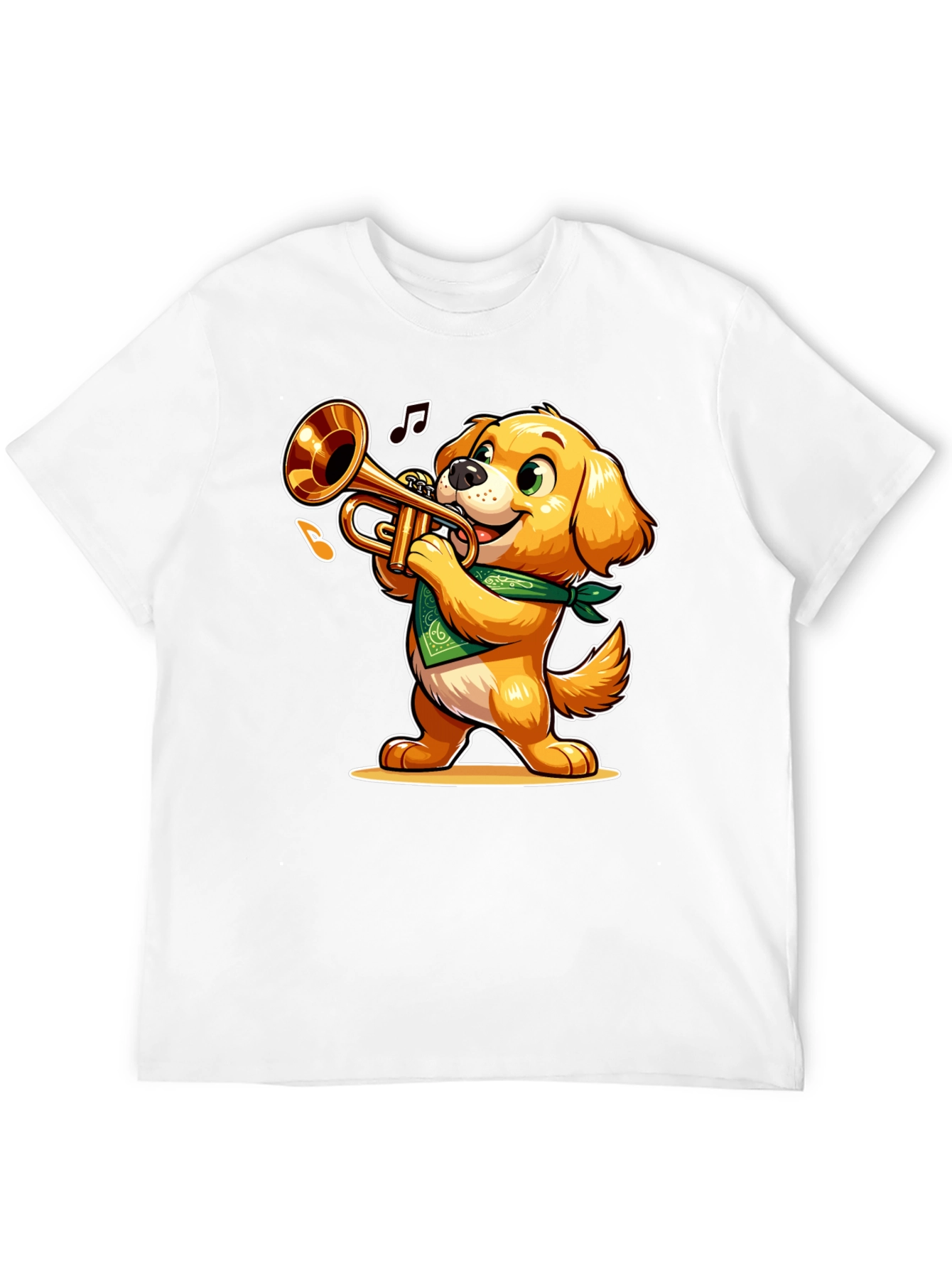 Dog Playing Trumpet T-Shirt - Fun Cartoon Design