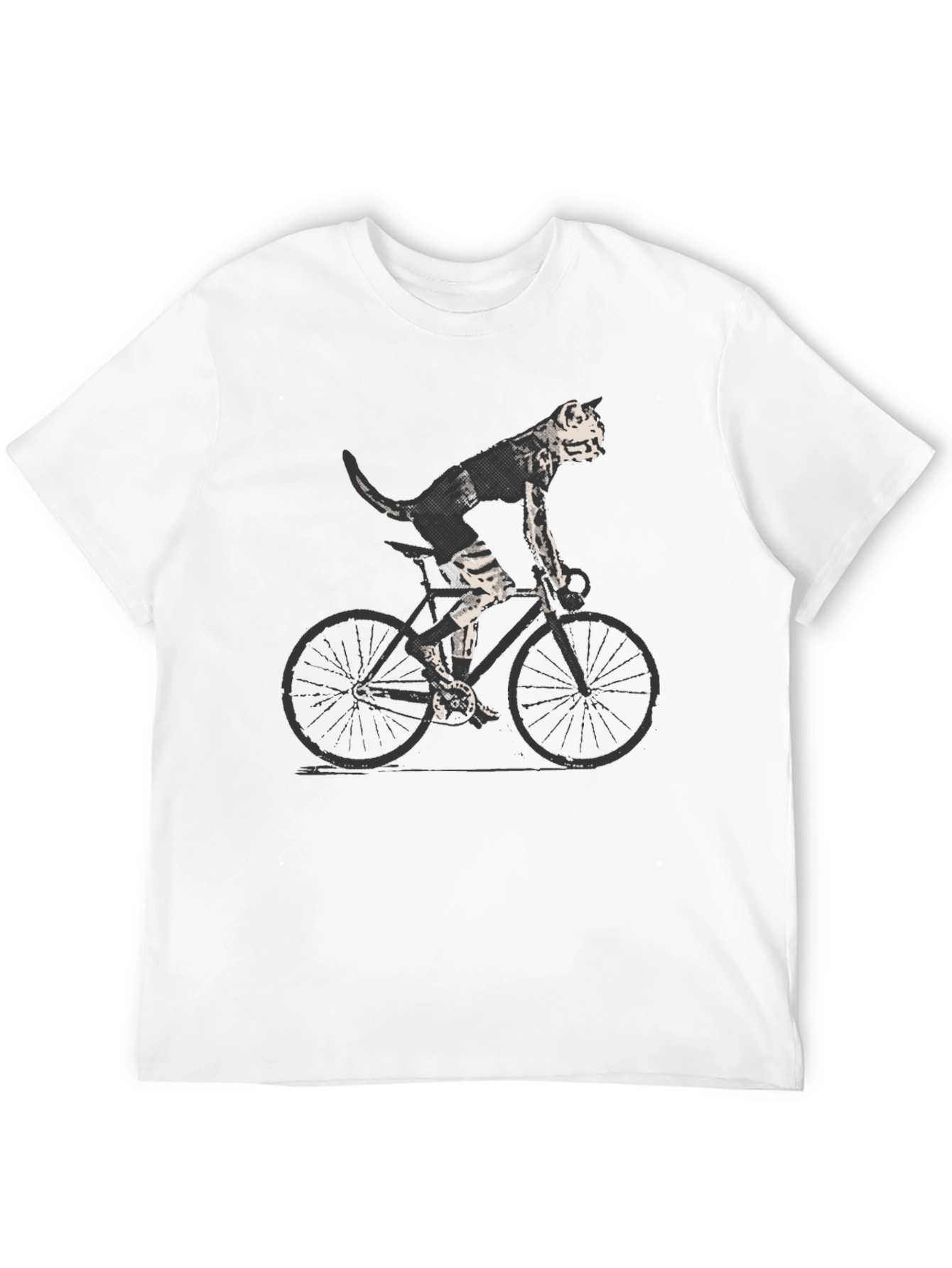 Cool Cat on Bike Graphic Tee - Black T-Shirt