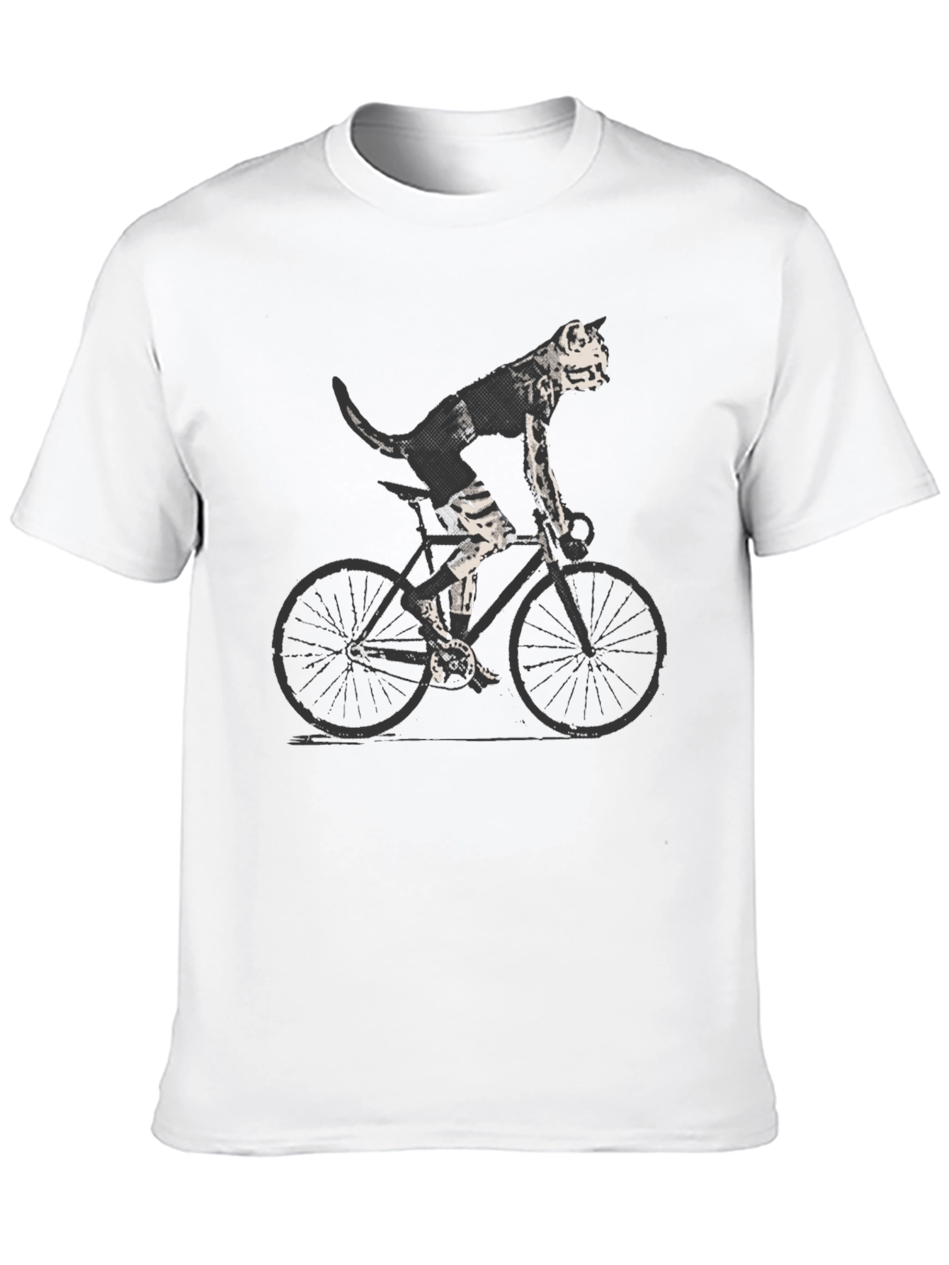 Cool Cat on Bike Graphic Tee - Black T-Shirt