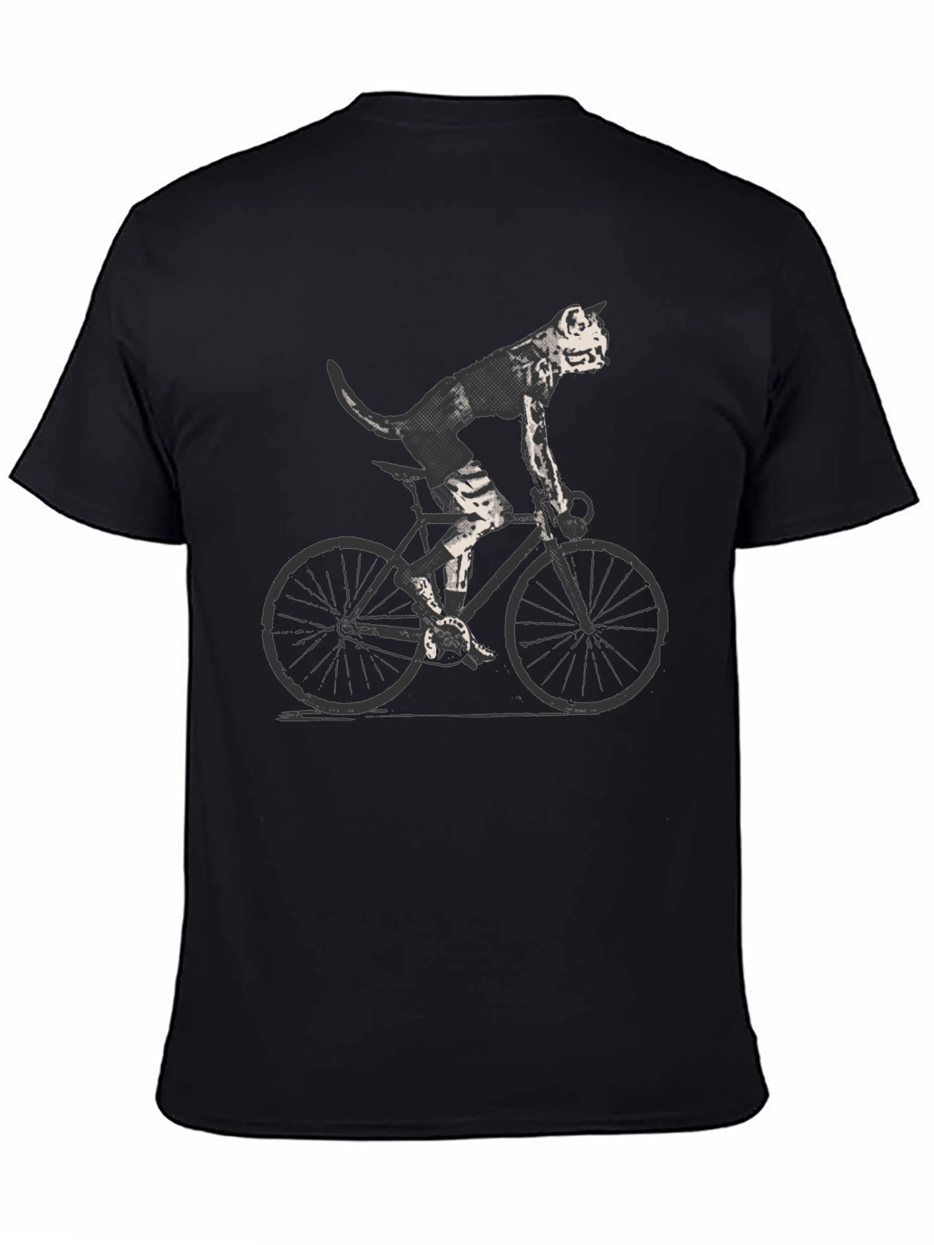 Cool Cat on Bike Graphic Tee - Black T-Shirt
