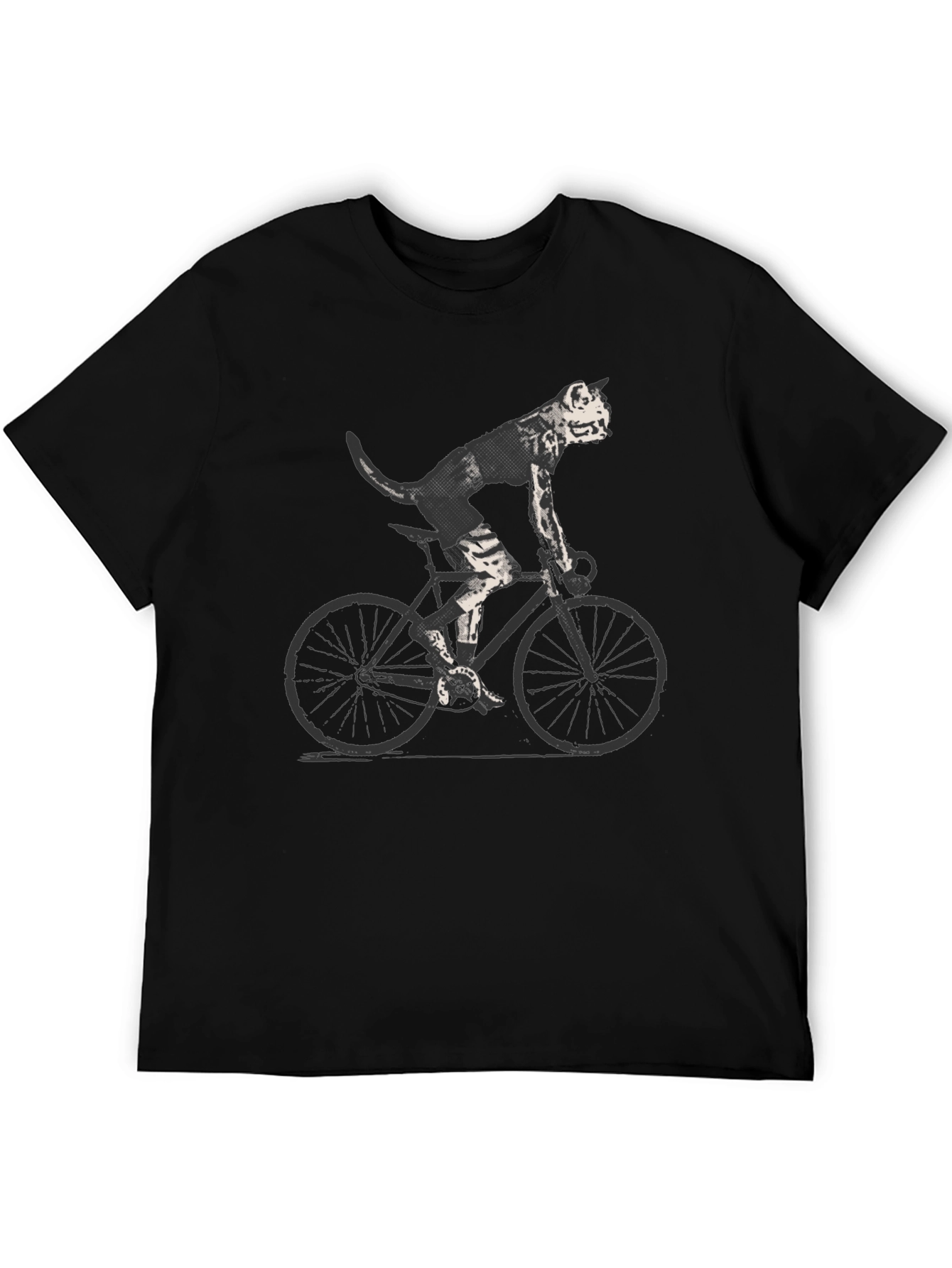 Cool Cat on Bike Graphic Tee - Black T-Shirt