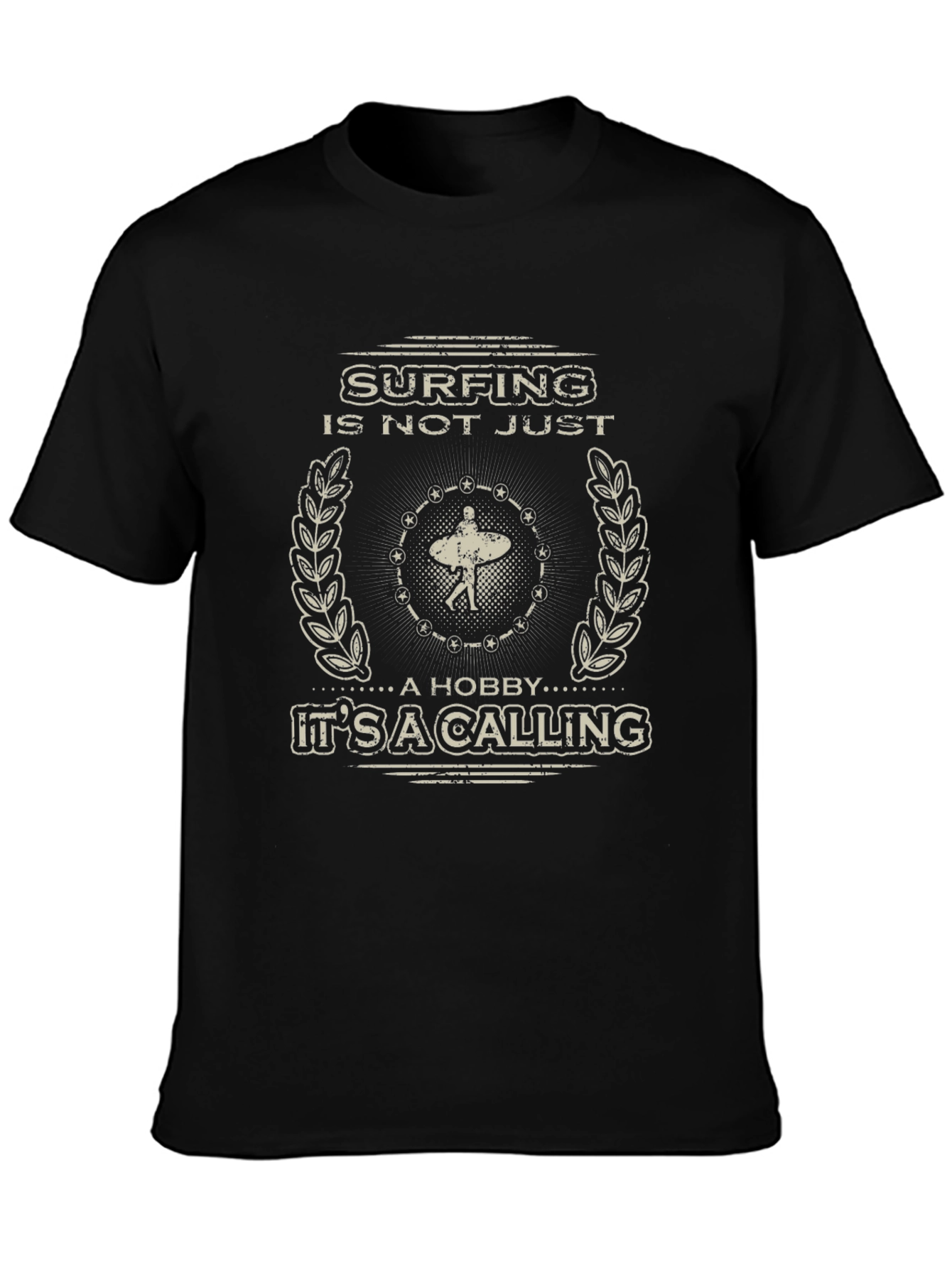 Surfing is a Calling Graphic Tee - Black