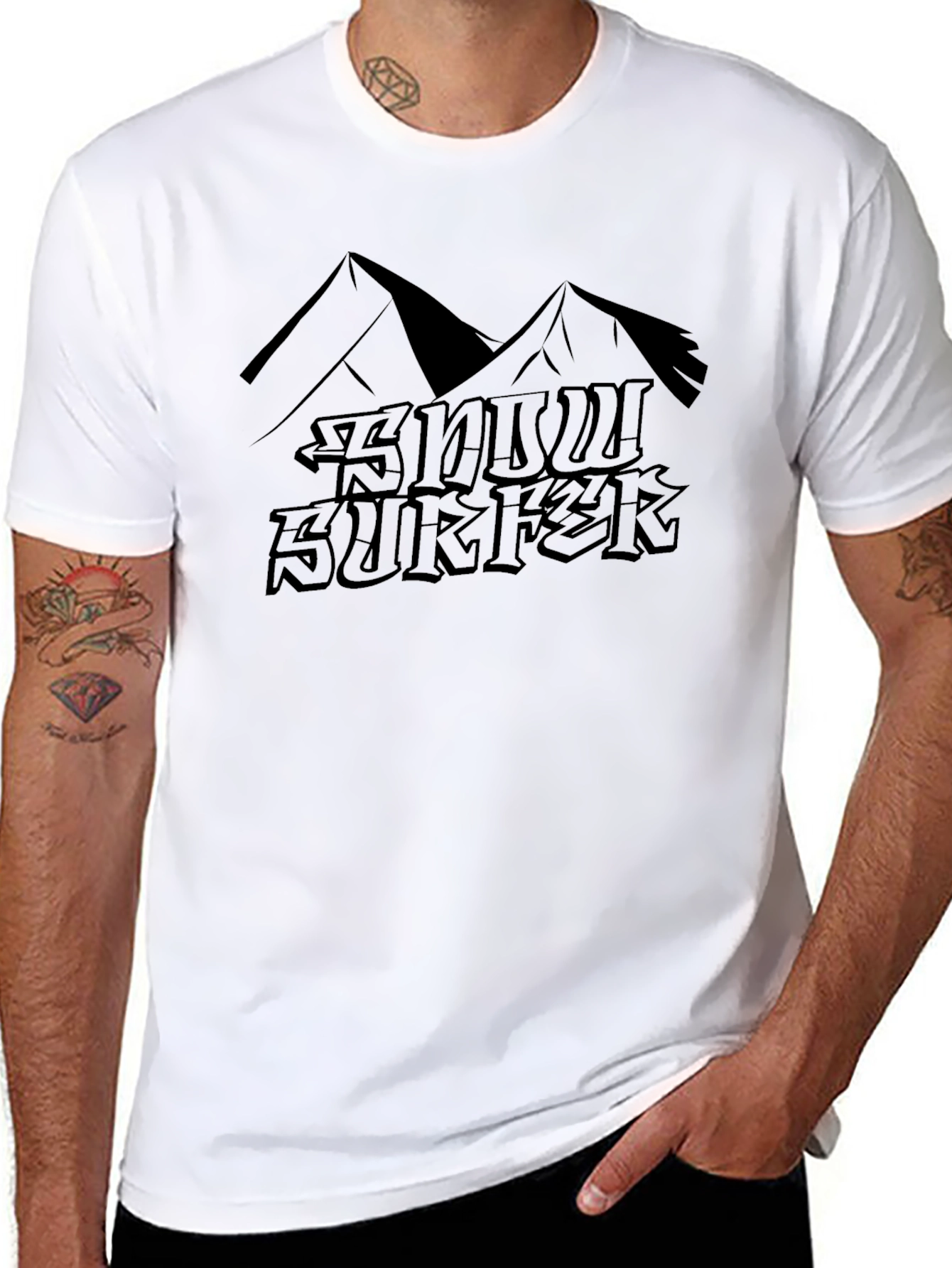 Snow Surfer Graphic Tee - Mountain Design