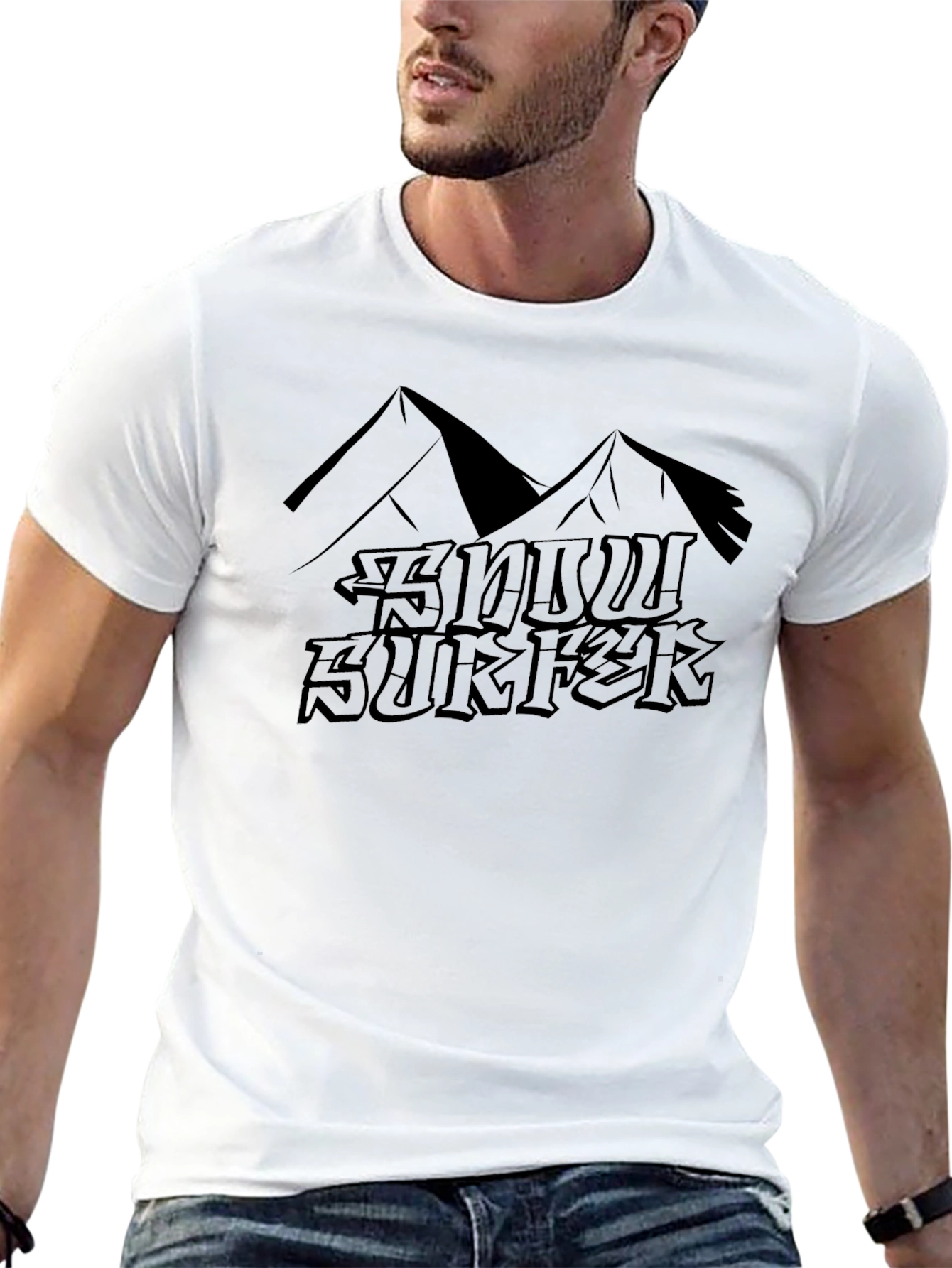 Snow Surfer Graphic Tee - Mountain Design