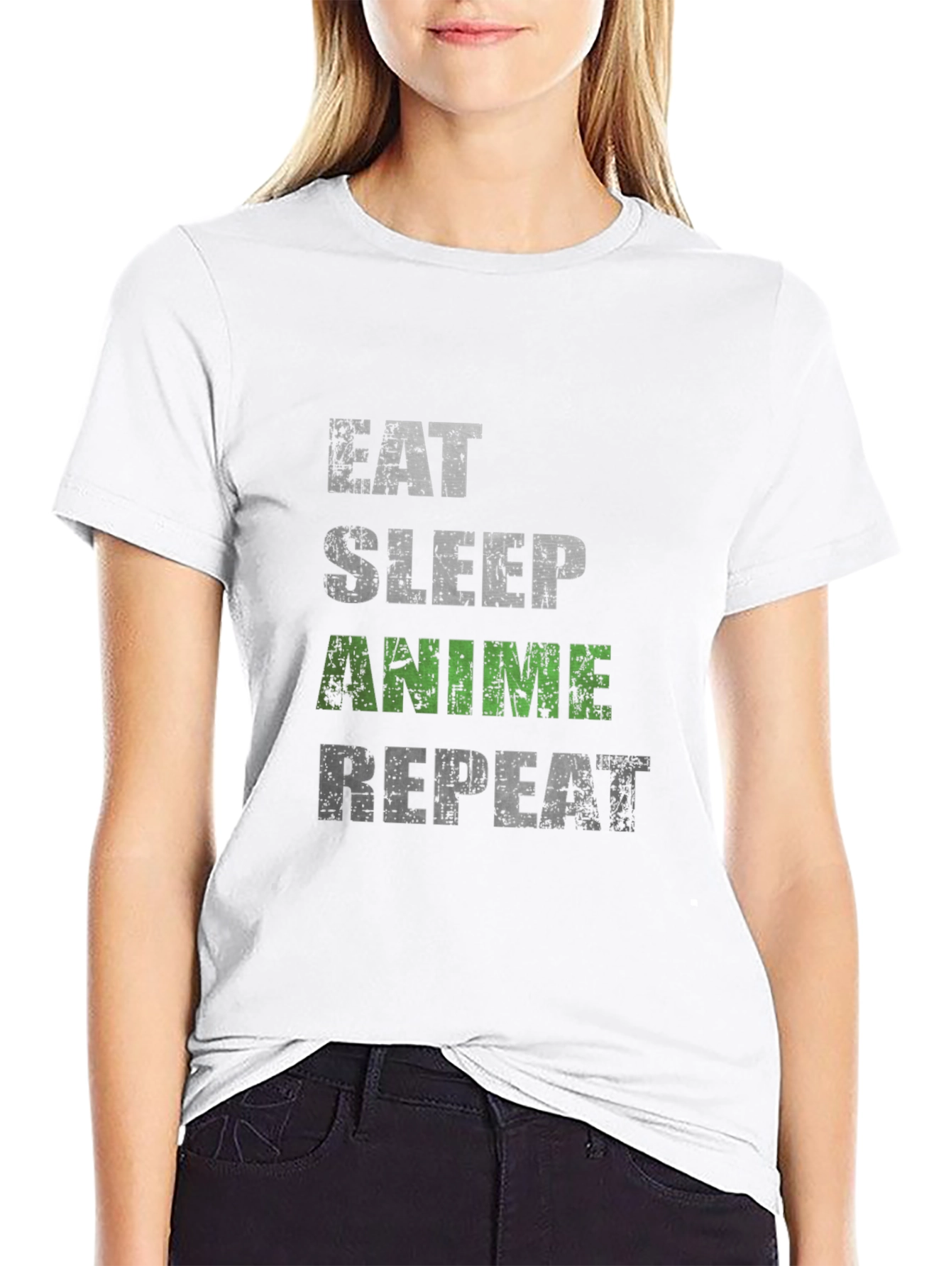 Eat Sleep Anime Repeat Black T-Shirt
