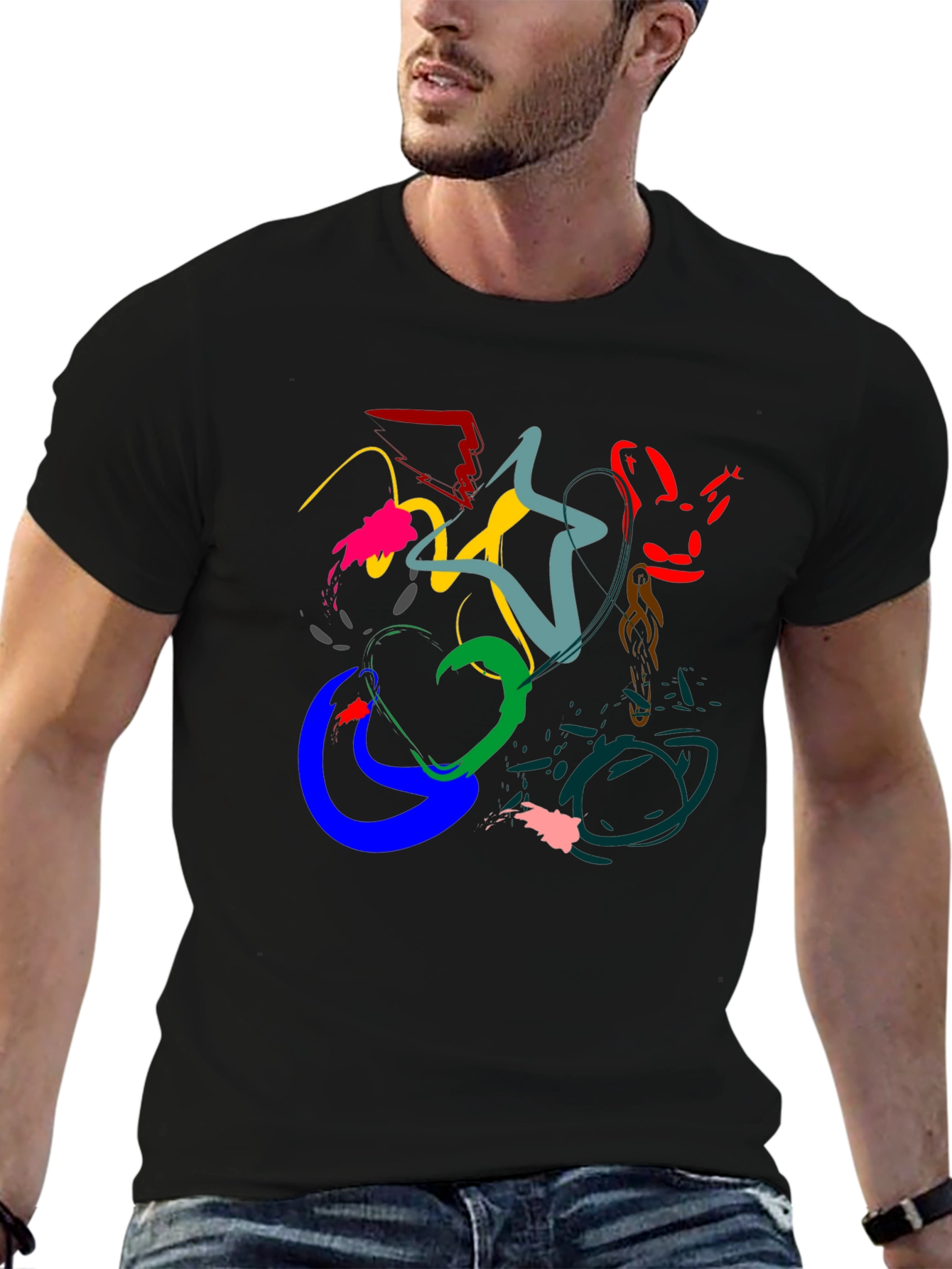 Abstract Art Black T-Shirt - Modern Graphic Tee