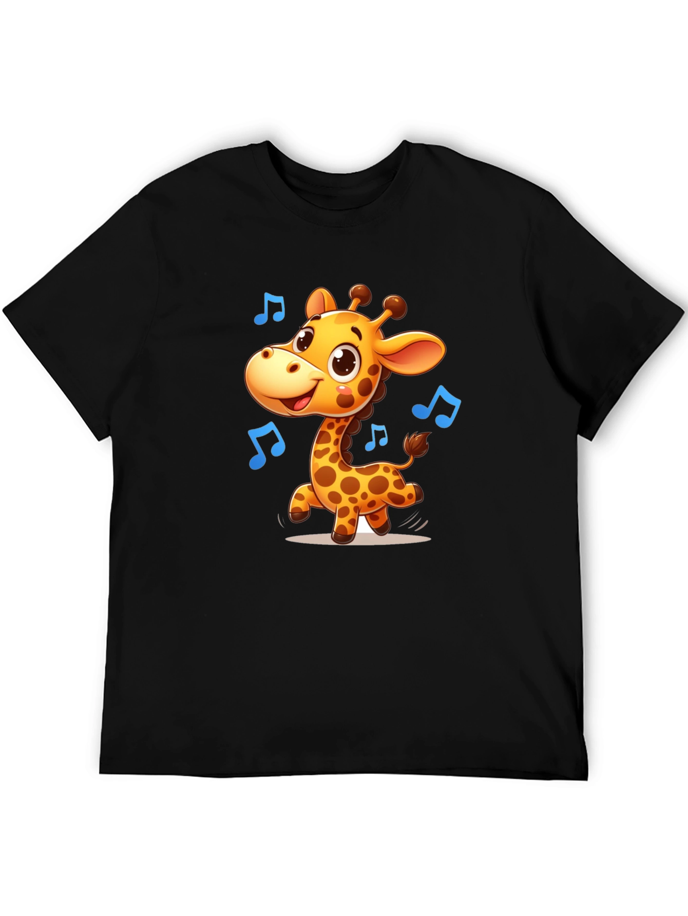 Cute Giraffe Music T-Shirt - Black