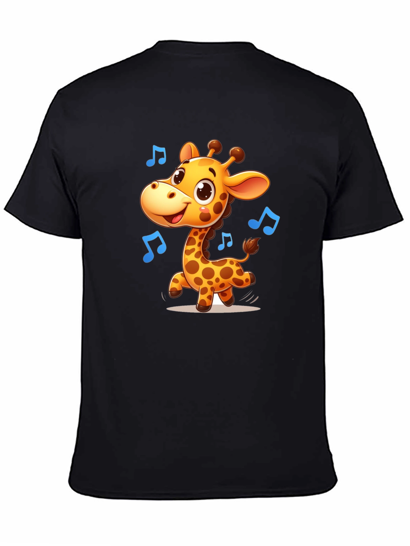 Cute Giraffe Music T-Shirt - Black