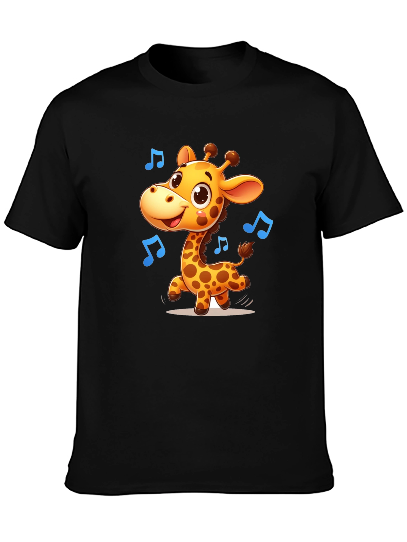 Cute Giraffe Music T-Shirt - Black