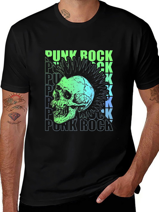 Punk Rock Skull Graphic T-Shirt