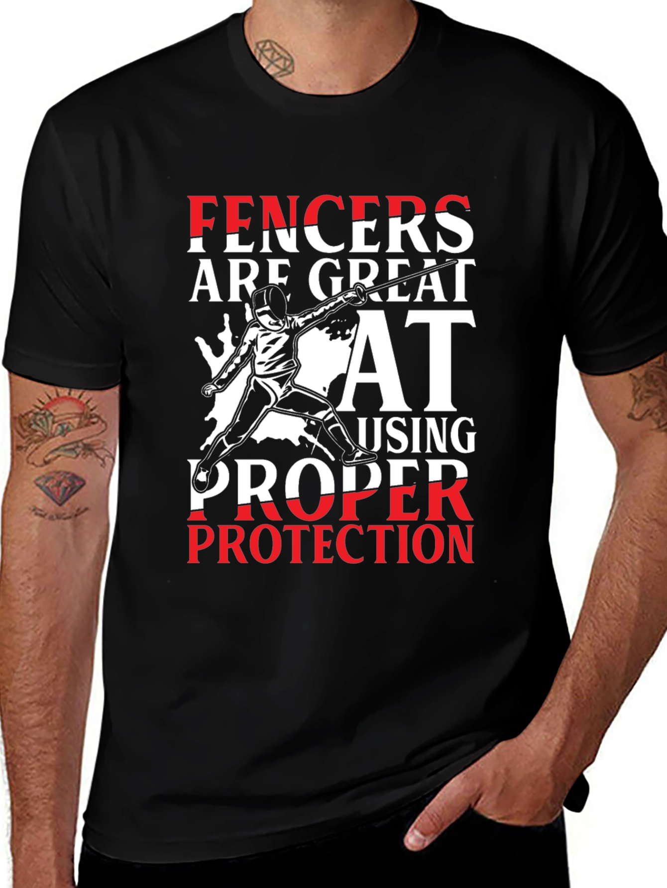 Fencers Great At Proper Protection Graphic Tee
