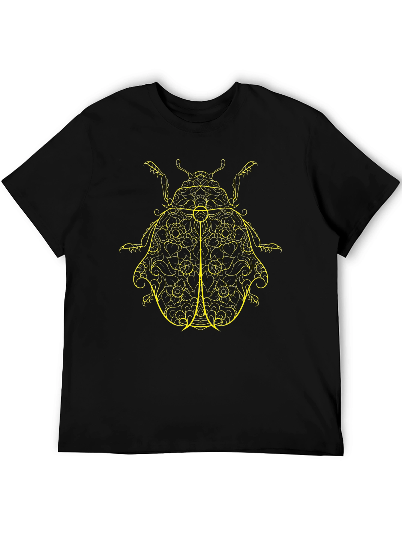 Black T-Shirt with Yellow Beetle Design