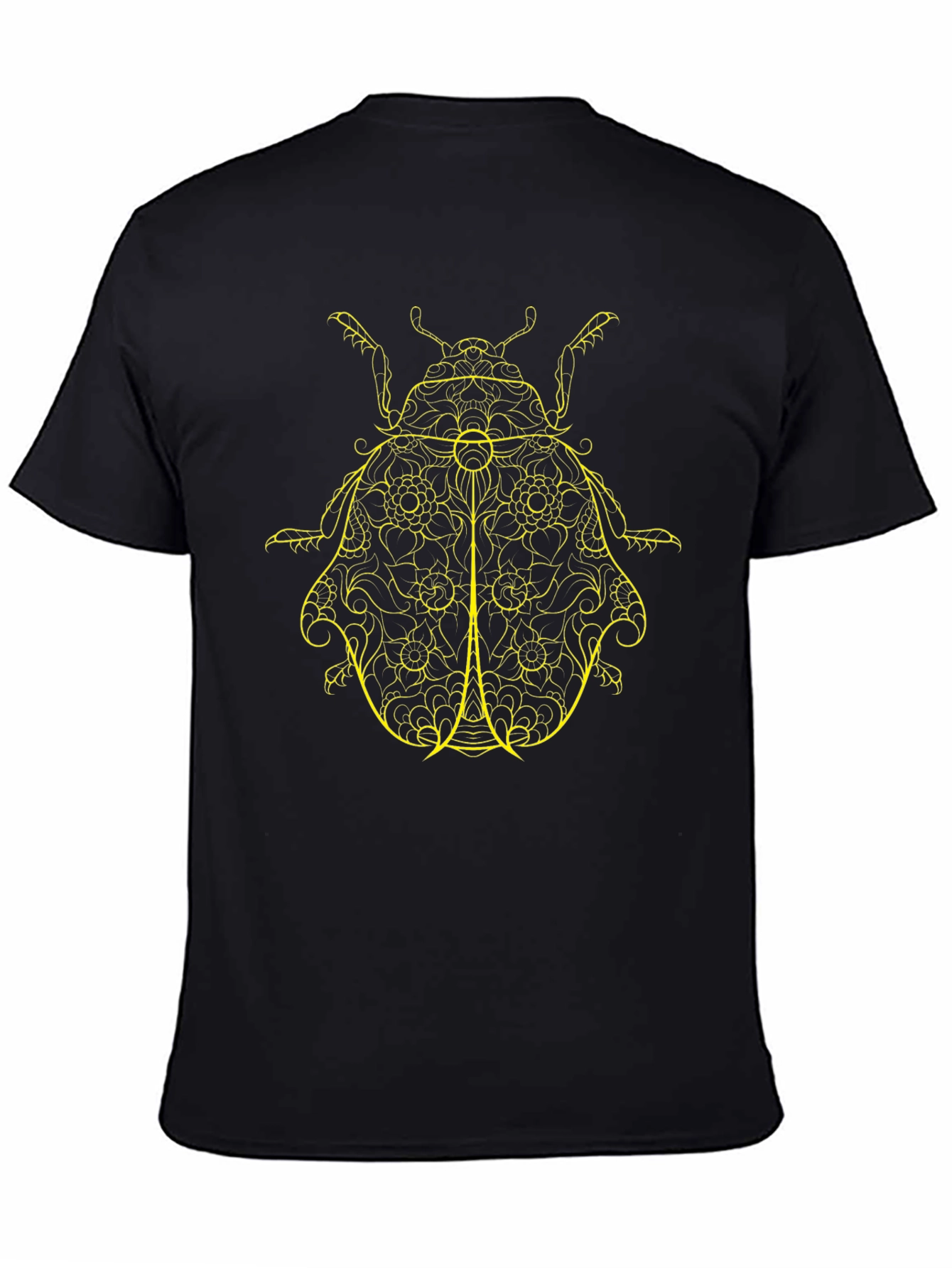 Black T-Shirt with Yellow Beetle Design