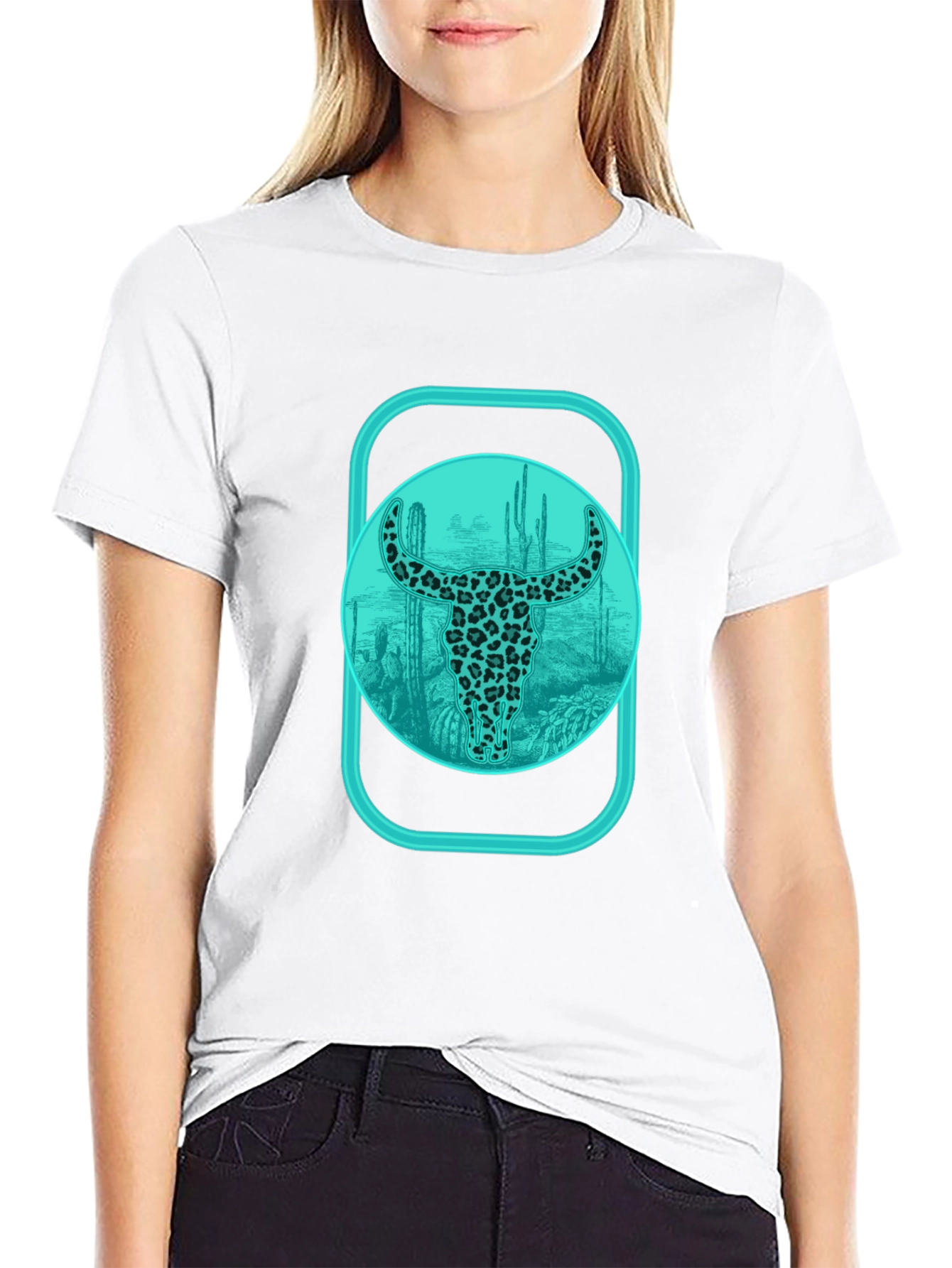 Trendy Bull Skull Graphic Tee - Western Style