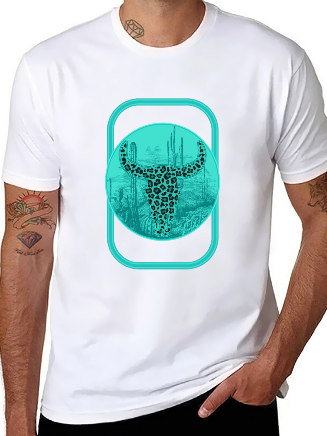 Trendy Bull Skull Graphic Tee - Western Style