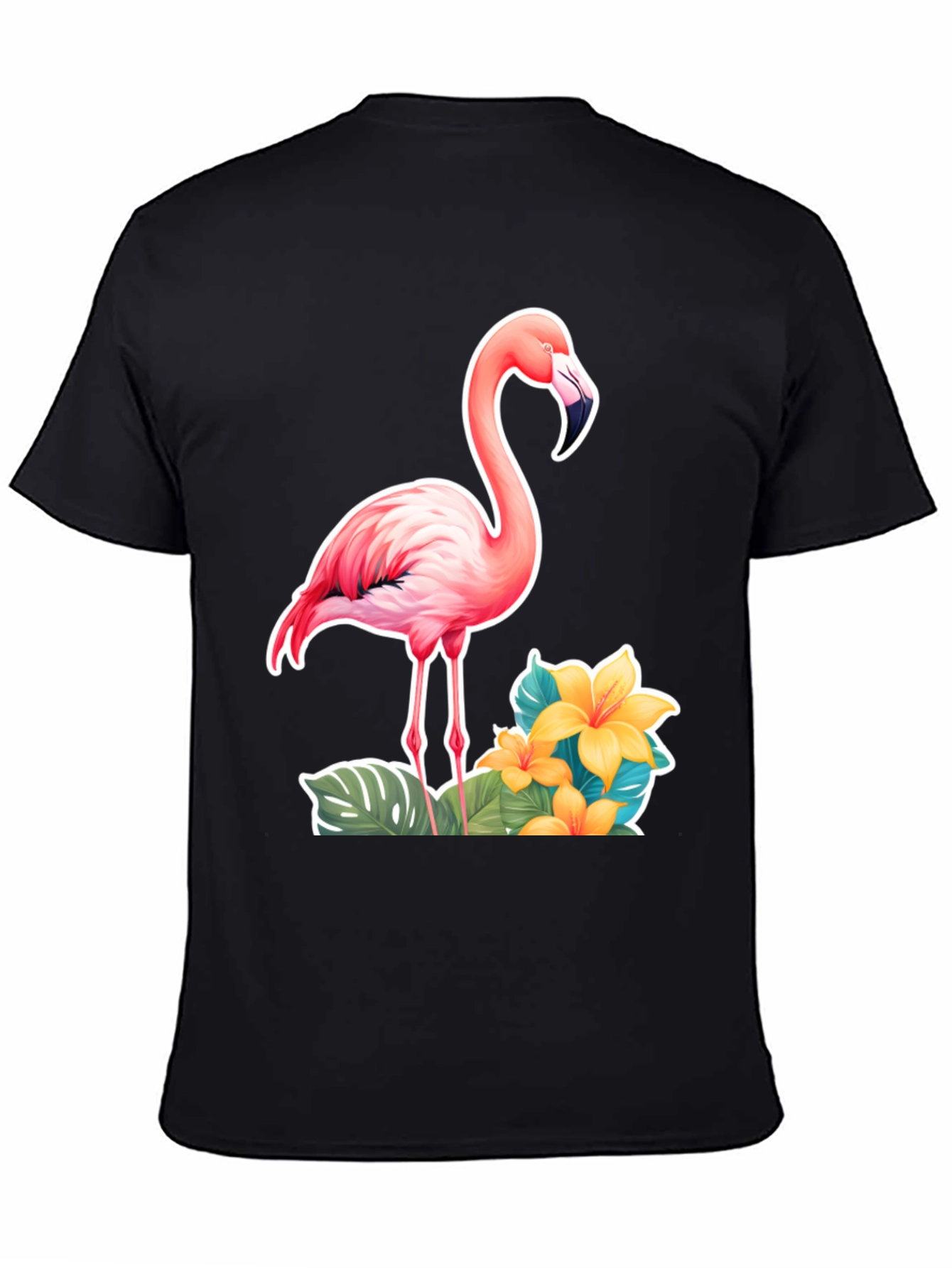 Tropical Flamingo T-Shirt - Black