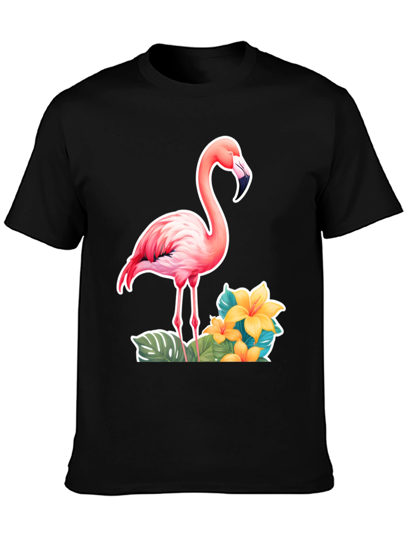 Tropical Flamingo T-Shirt - Black