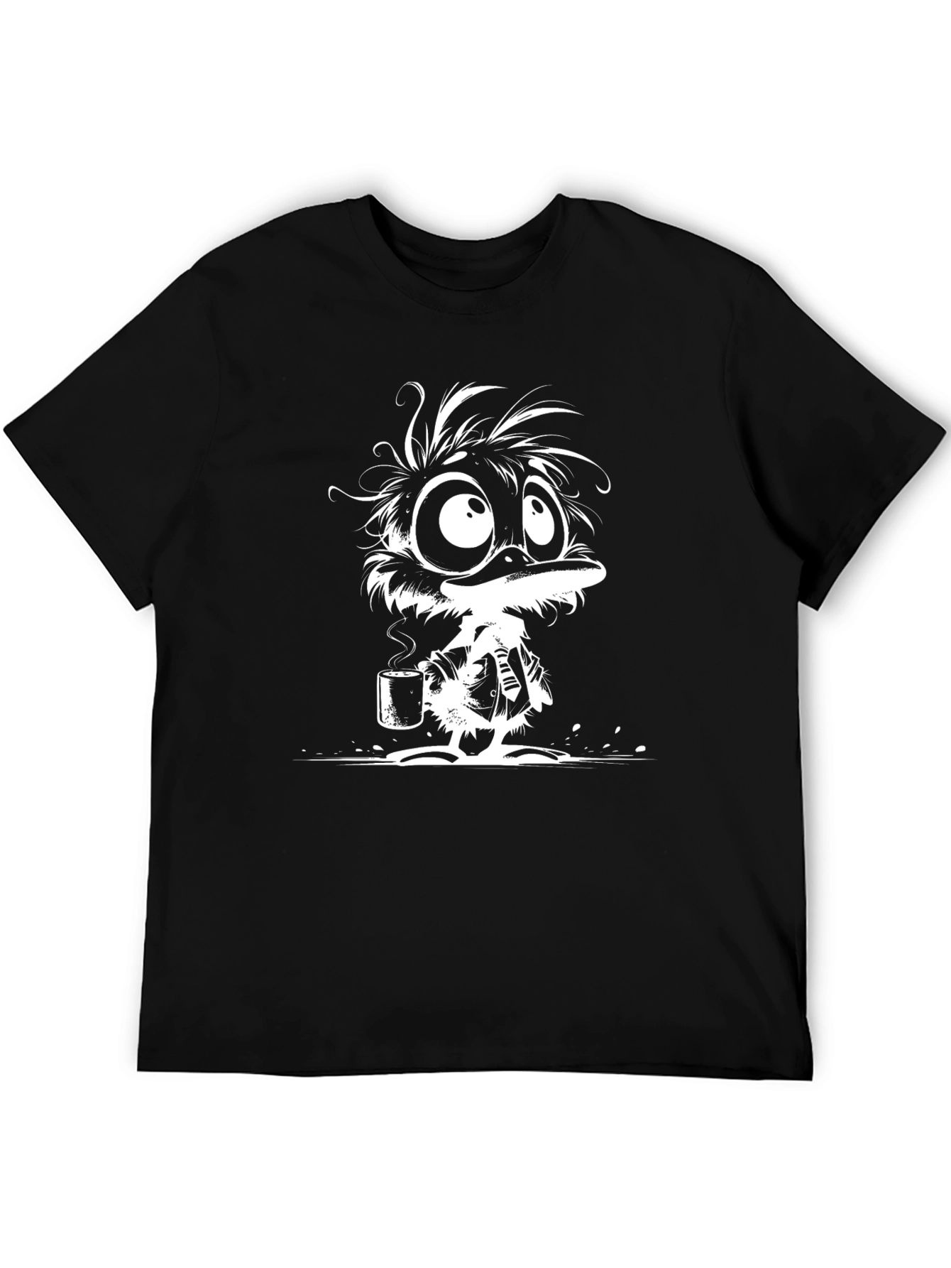 Cartoon Duck T-Shirt - Black Cotton Tee