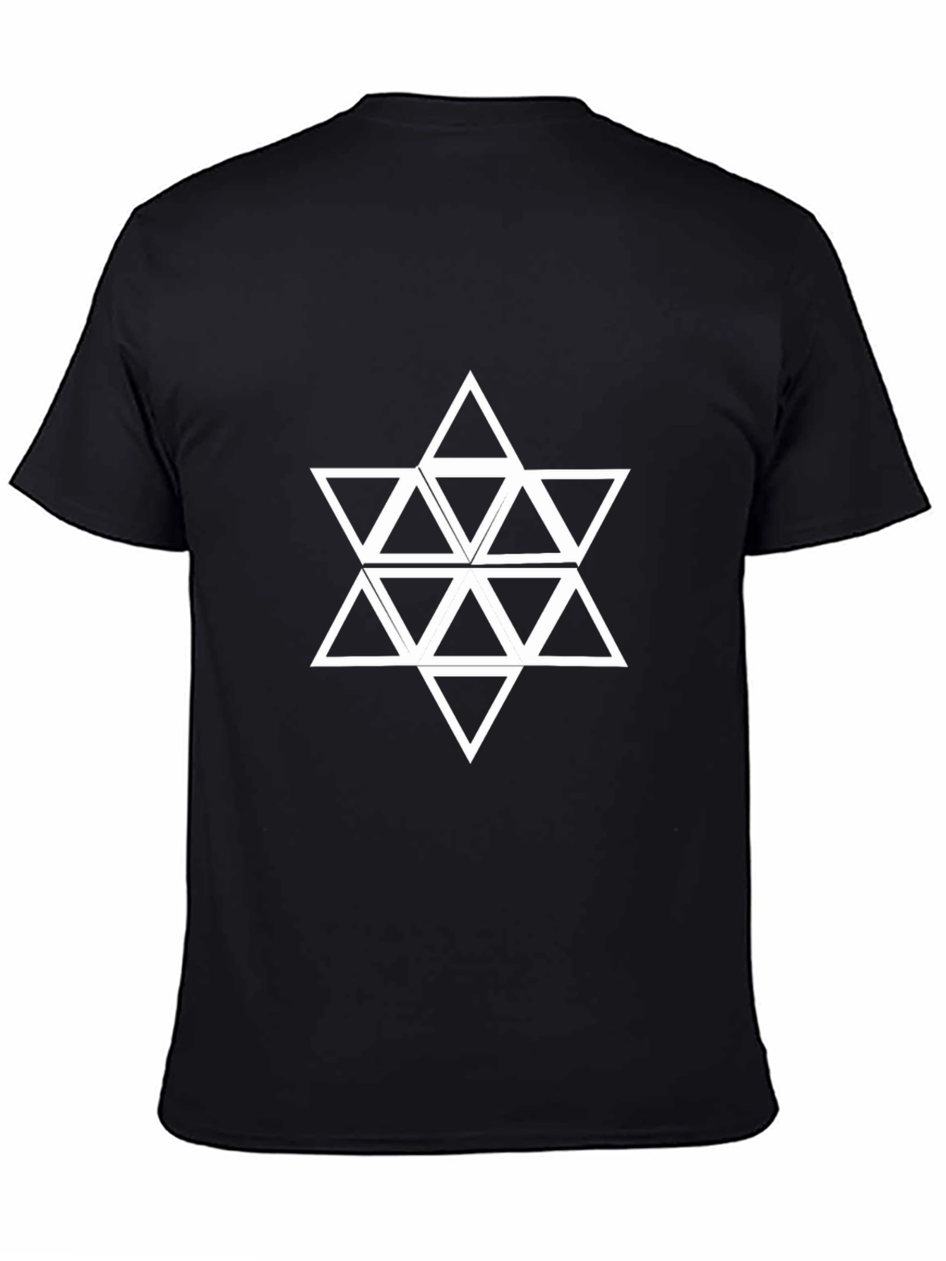 Geometric Triangle Star Graphic Tee - Black