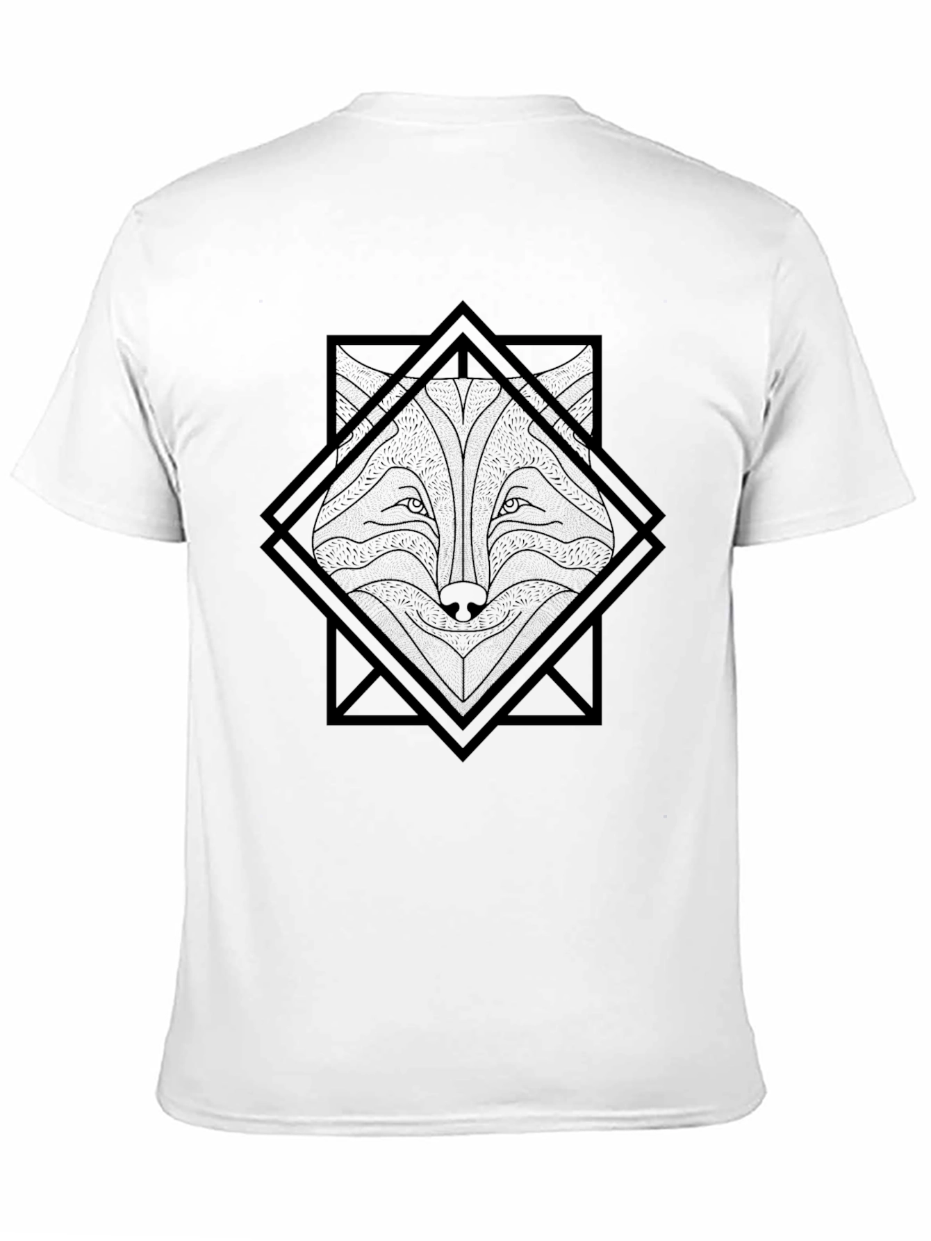 Geometric Fox Graphic Tee - Black