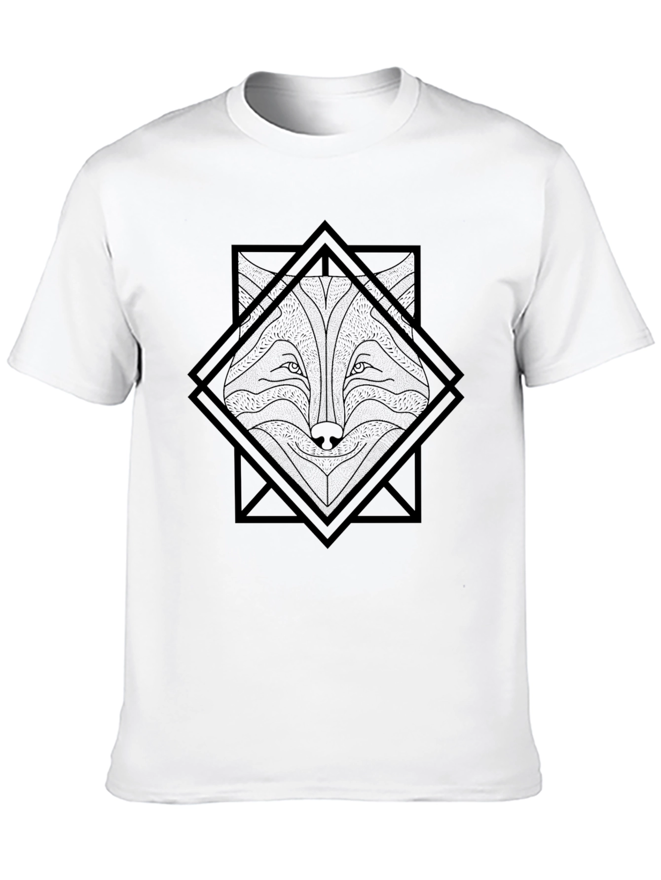 Geometric Fox Graphic Tee - Black