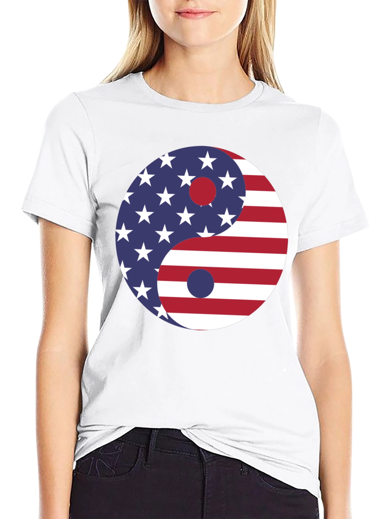 Yin Yang USA Flag Graphic Tee - Patriotic Harmony