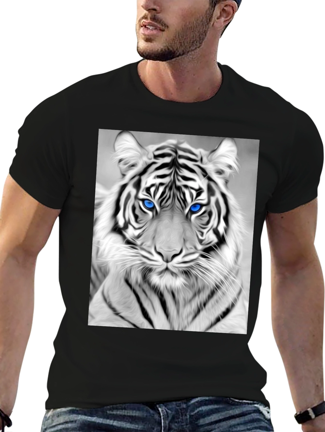 Tiger Graphic Tee - Black Cotton
