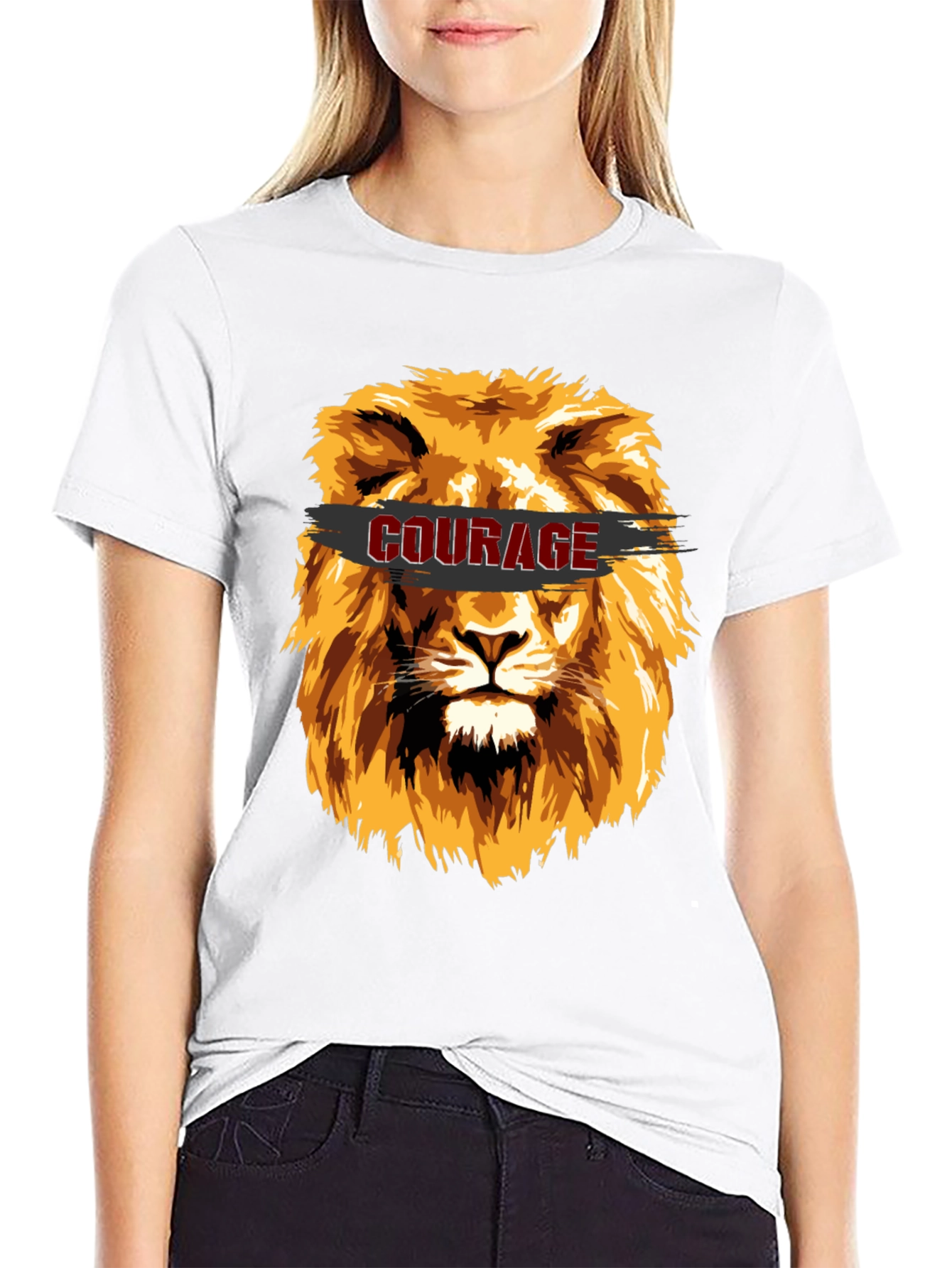 Courage Lion Graphic T-Shirt - Stylish Mens Tee