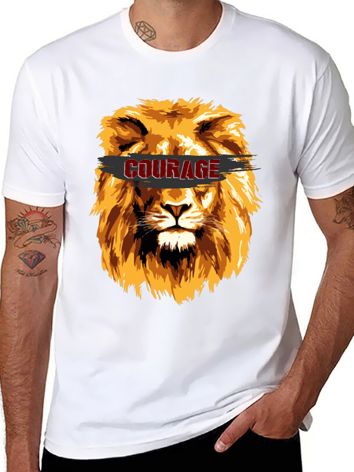 Courage Lion Graphic T-Shirt - Stylish Mens Tee