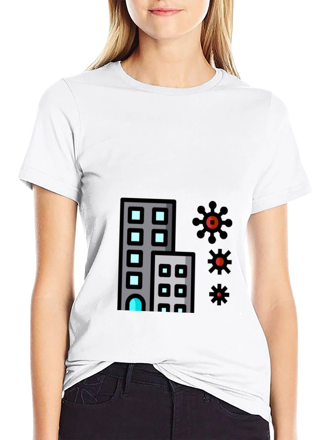 Urban Pandemic T-Shirt: Cityscape Virus Design