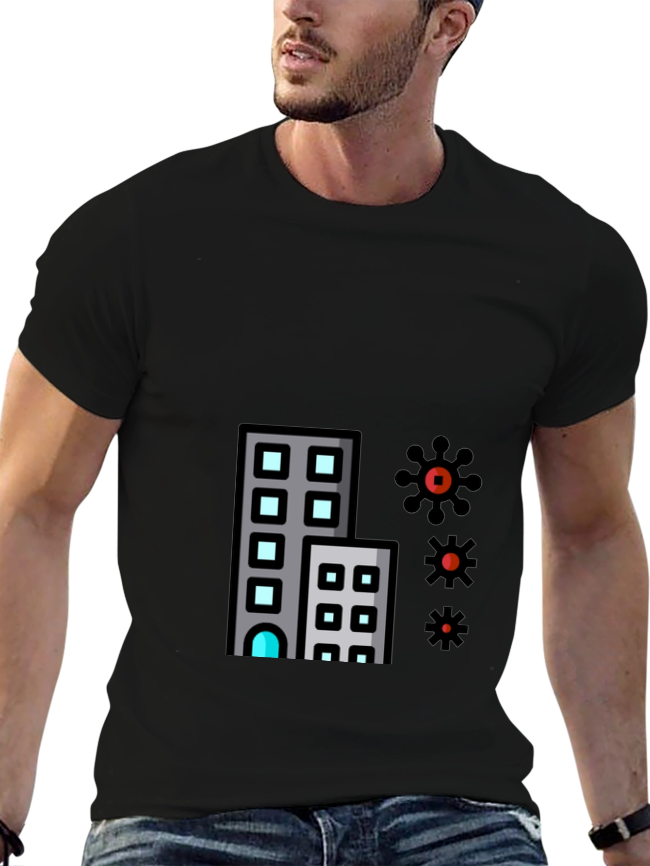 Urban Pandemic T-Shirt: Cityscape Virus Design
