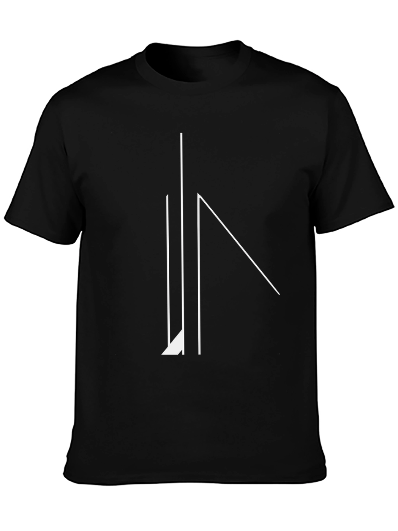 Minimalist Geometric Line Art Black T-Shirt