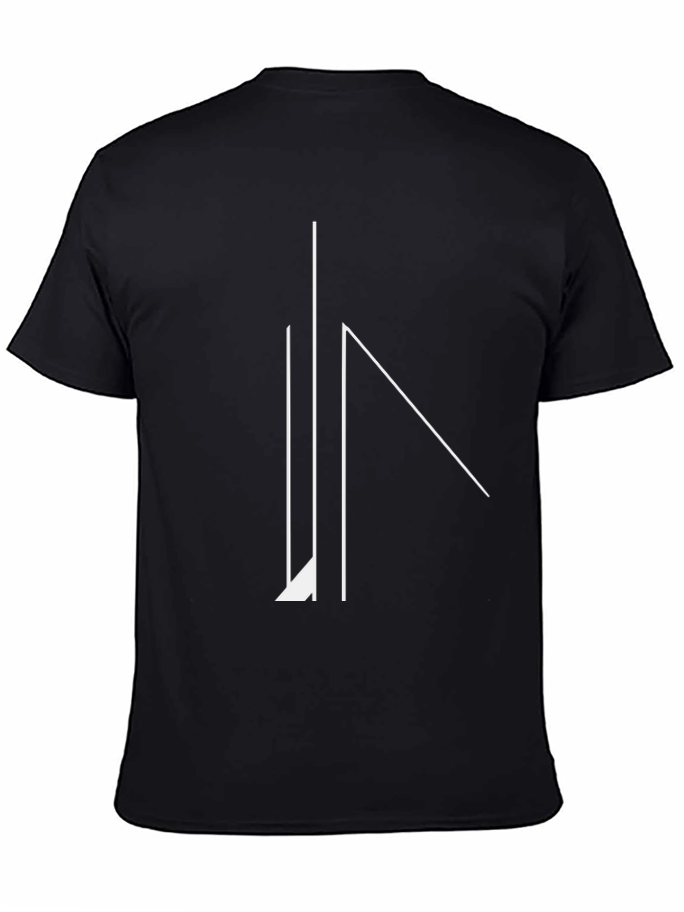 Minimalist Geometric Line Art Black T-Shirt