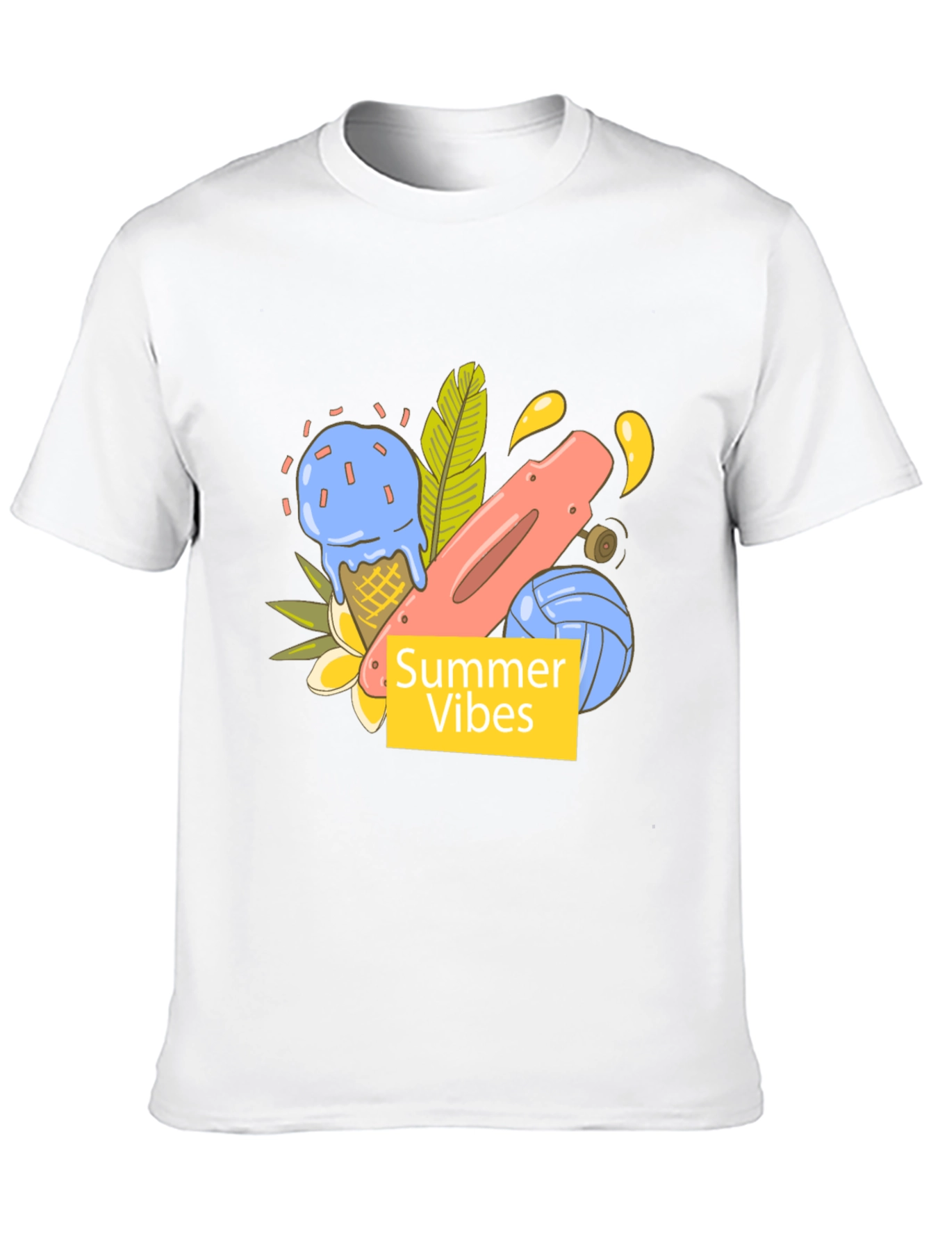 Summer Vibes Graphic Tee - Black Cotton T-Shirt