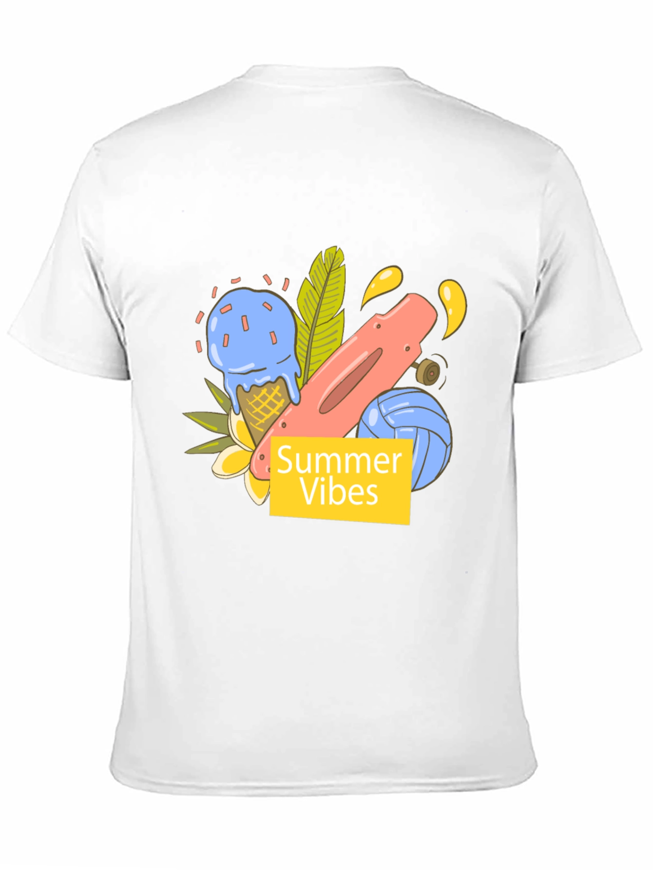 Summer Vibes Graphic Tee - Black Cotton T-Shirt