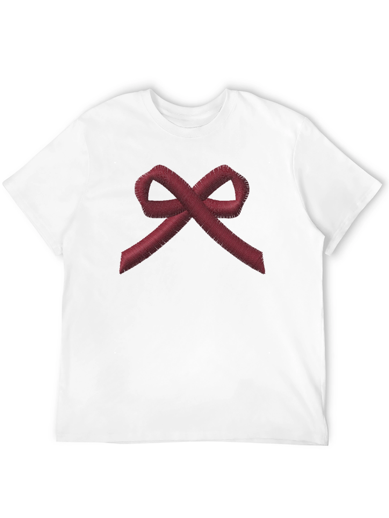 Red Ribbon Embroidered Black T-Shirt - Awareness Tee