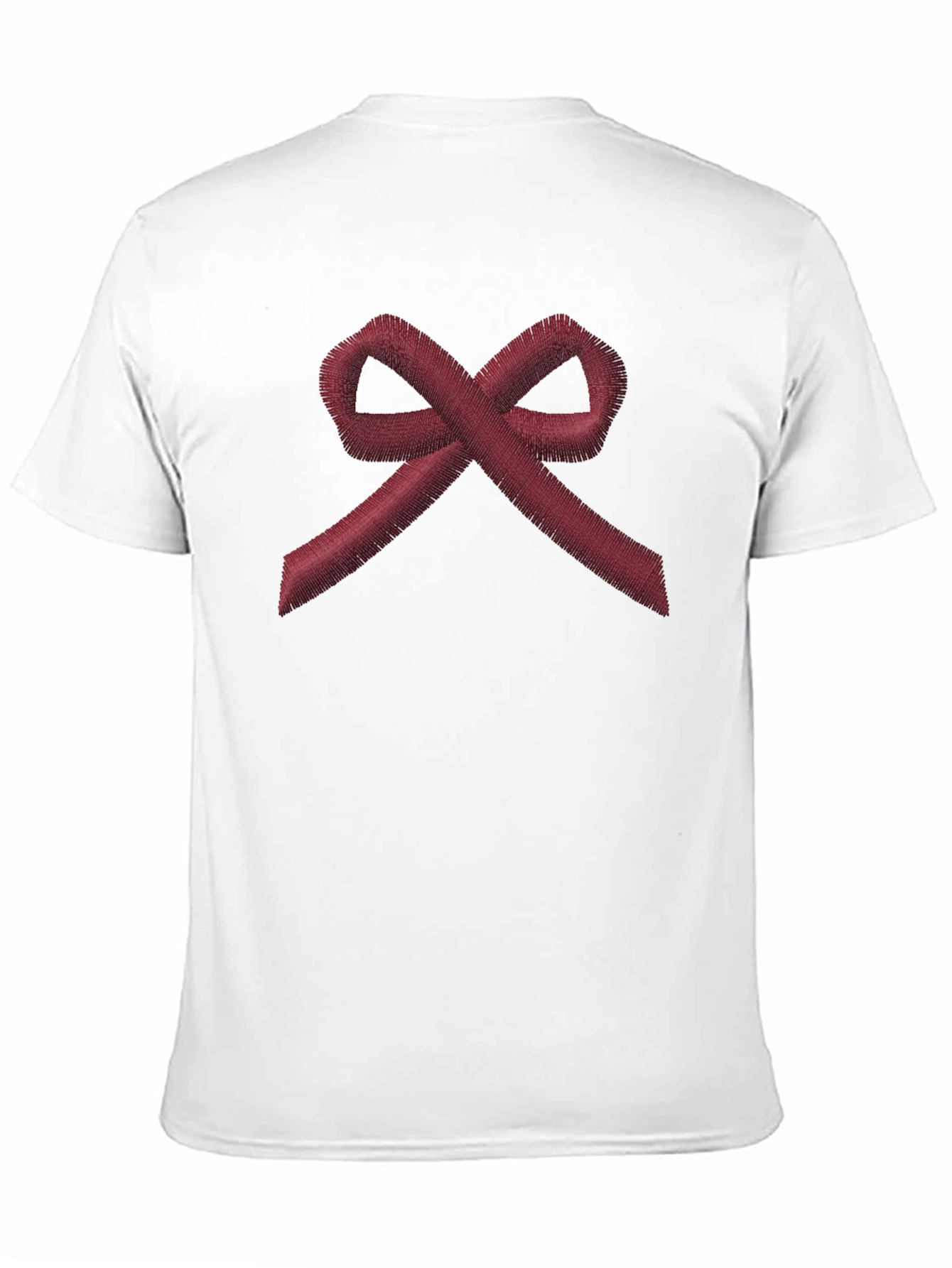 Red Ribbon Embroidered Black T-Shirt - Awareness Tee