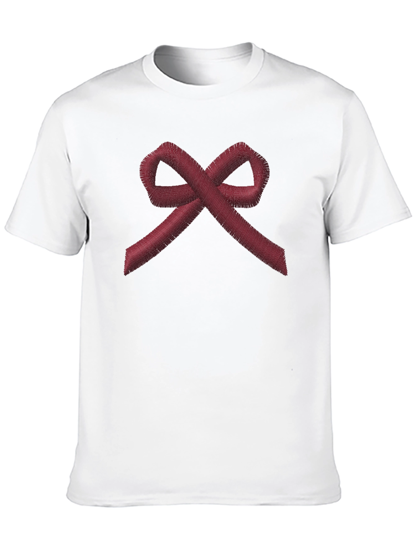Red Ribbon Embroidered Black T-Shirt - Awareness Tee