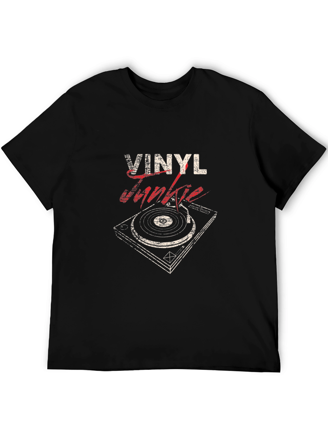 Vinyl Junkie Graphic Tee - Black Cotton T-Shirt