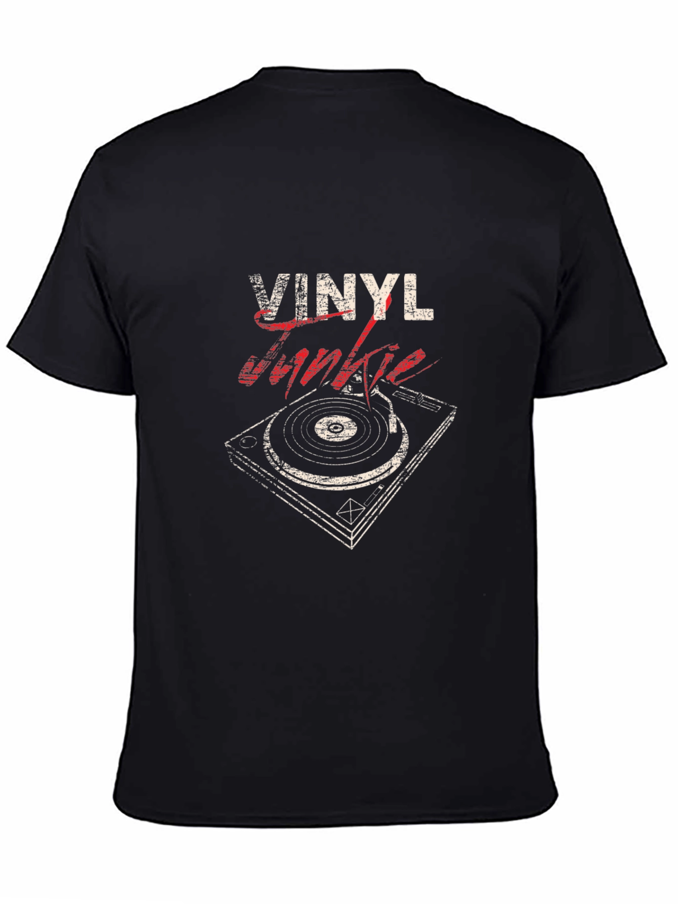 Vinyl Junkie Graphic Tee - Black Cotton T-Shirt