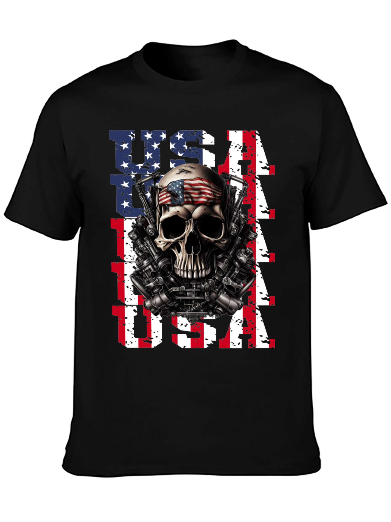 USA Skull & Guns T-Shirt - Patriotic Design