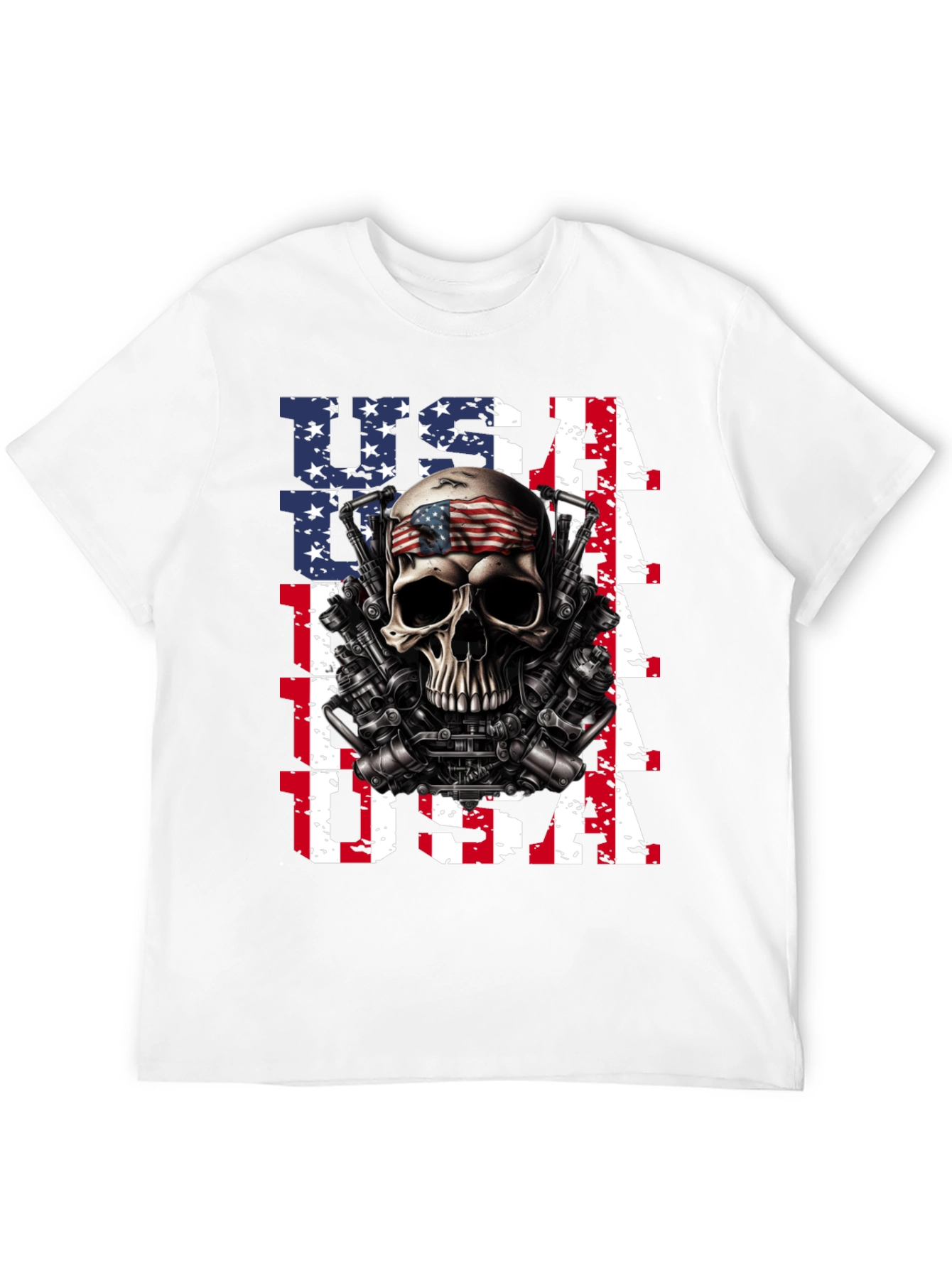 USA Skull & Guns T-Shirt - Patriotic Design