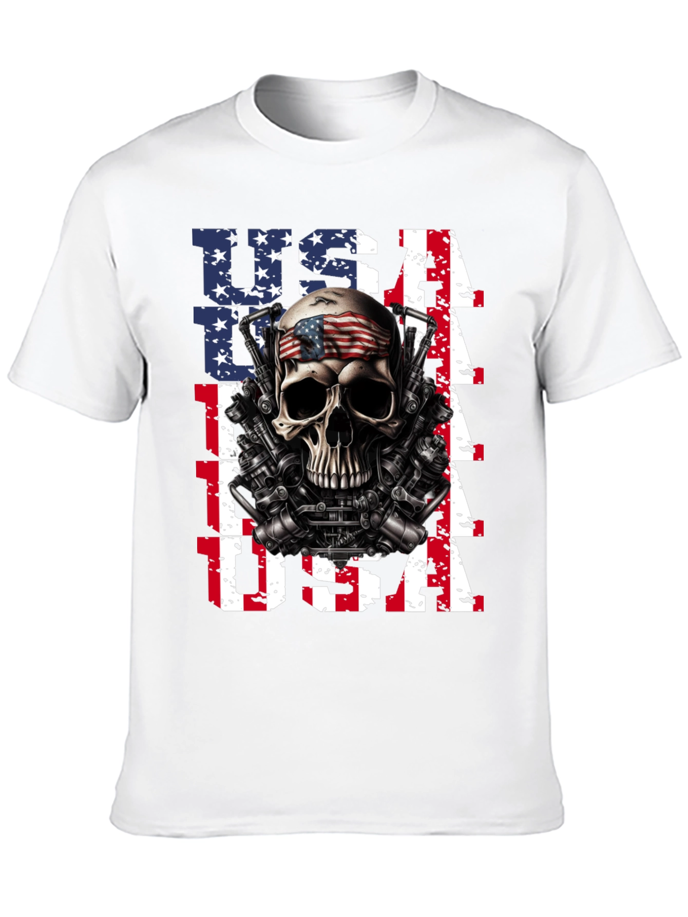 USA Skull & Guns T-Shirt - Patriotic Design