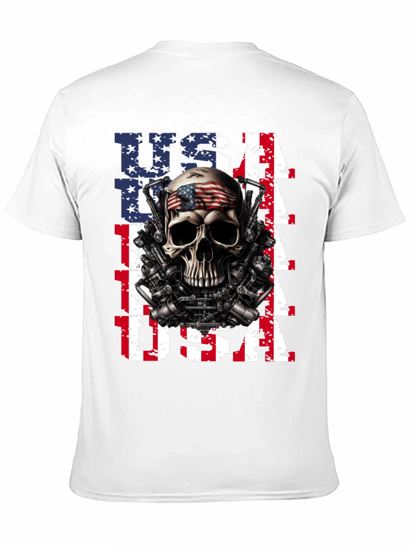 USA Skull & Guns T-Shirt - Patriotic Design