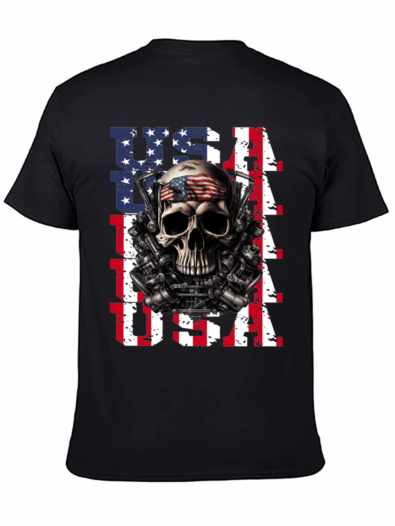 USA Skull & Guns T-Shirt - Patriotic Design