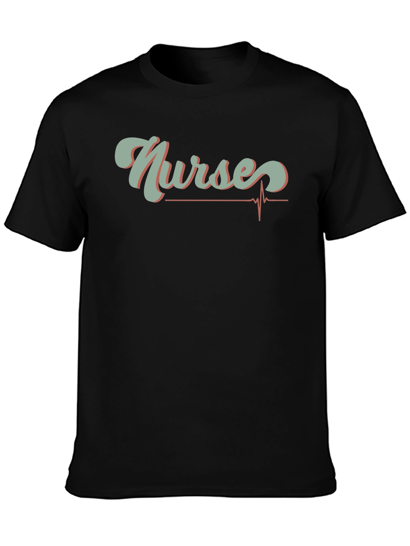 Nurses Heartbeat Graphic T-Shirt - Black
