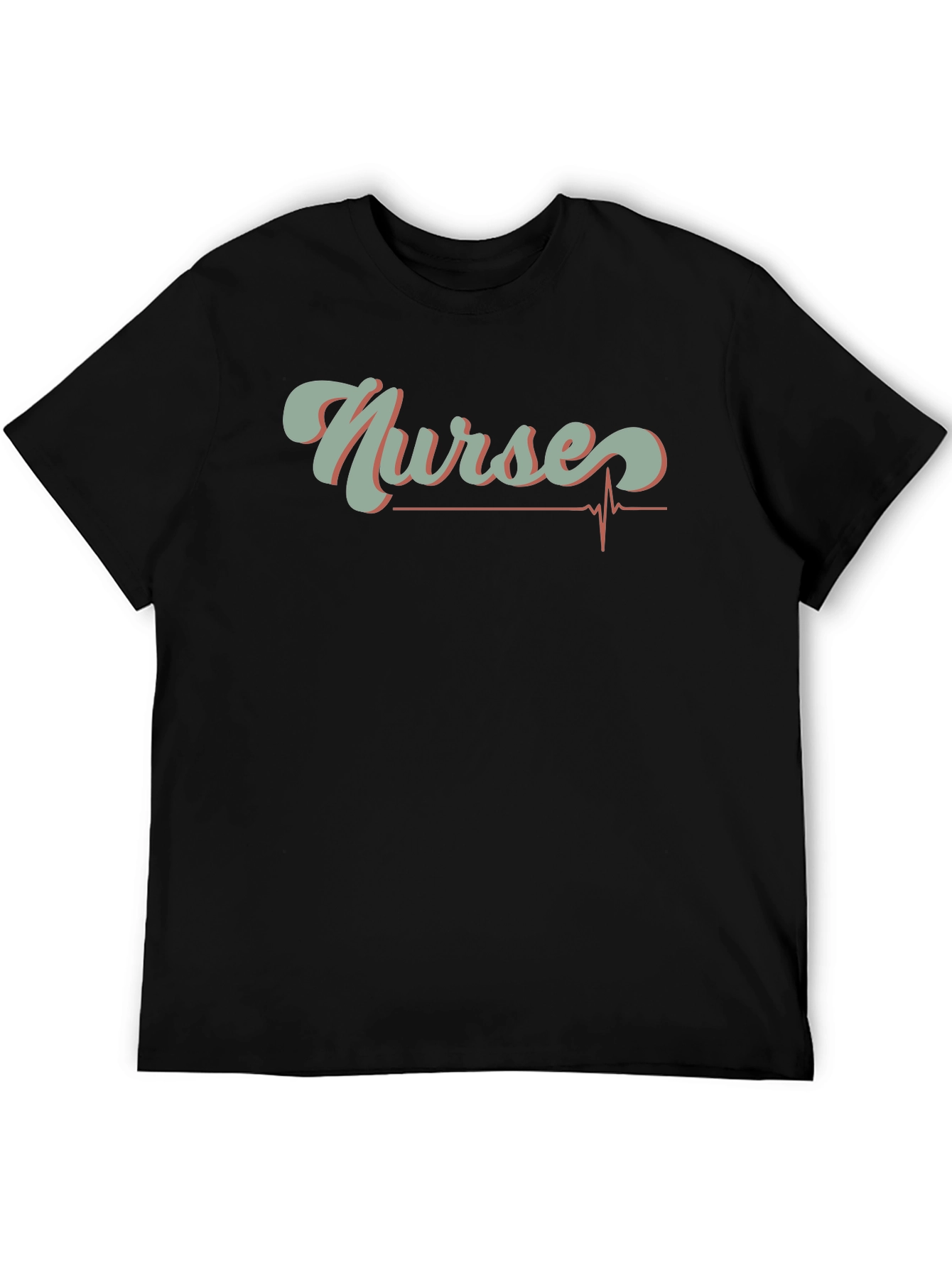 Nurses Heartbeat Graphic T-Shirt - Black