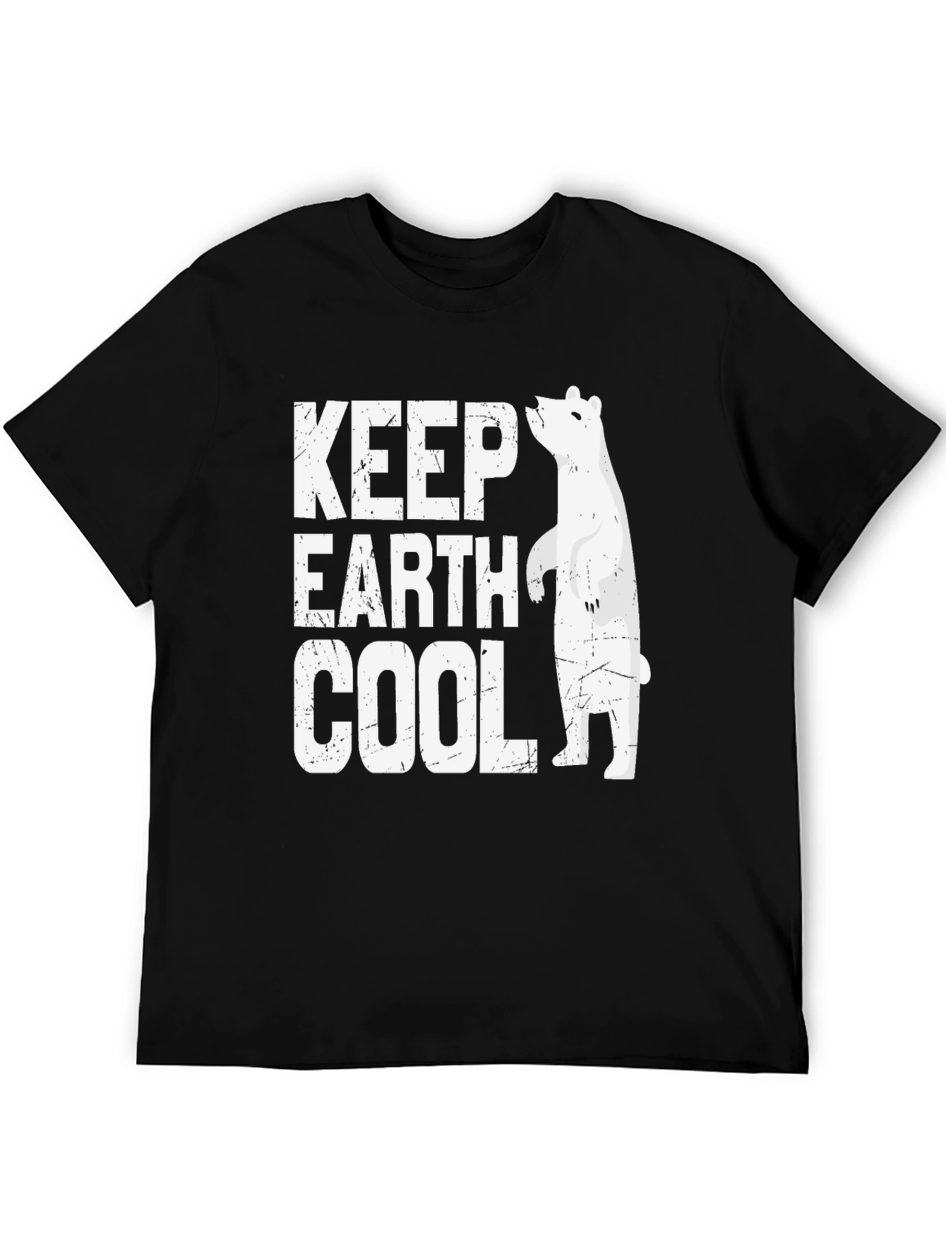 Keep Earth Cool Black Graphic Tee - Polar Bear