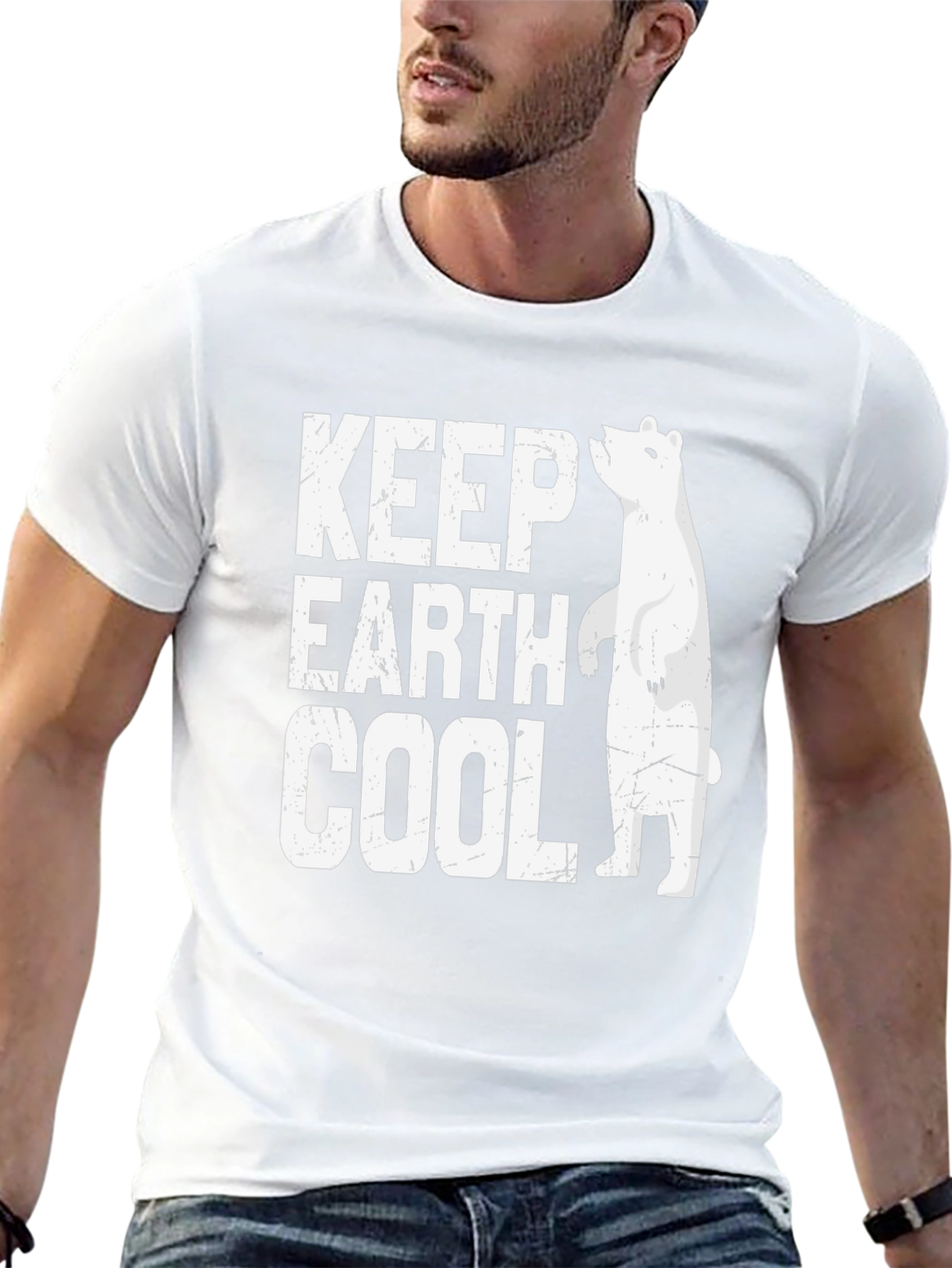 Keep Earth Cool Black Graphic Tee - Polar Bear