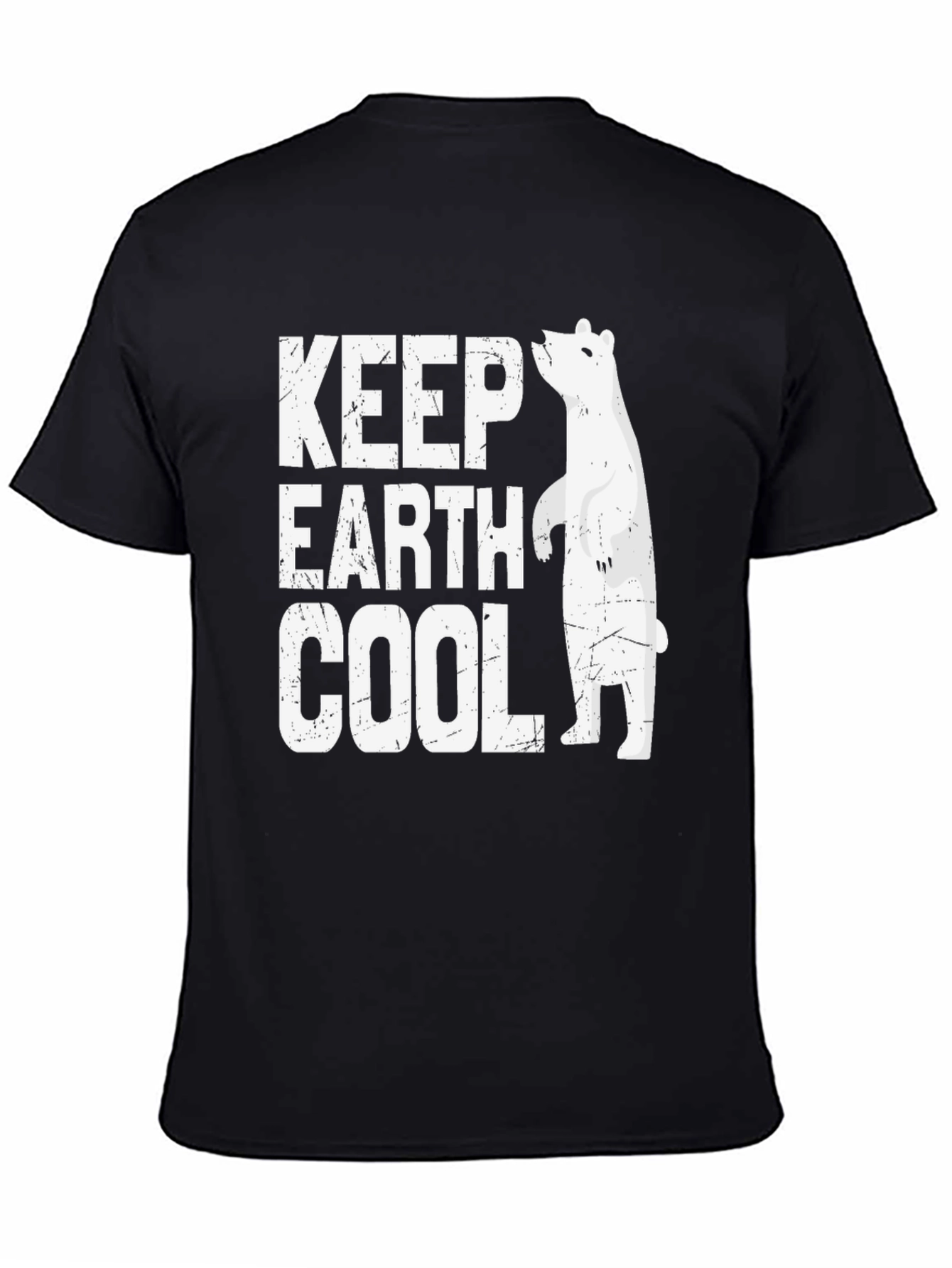 Keep Earth Cool Black Graphic Tee - Polar Bear